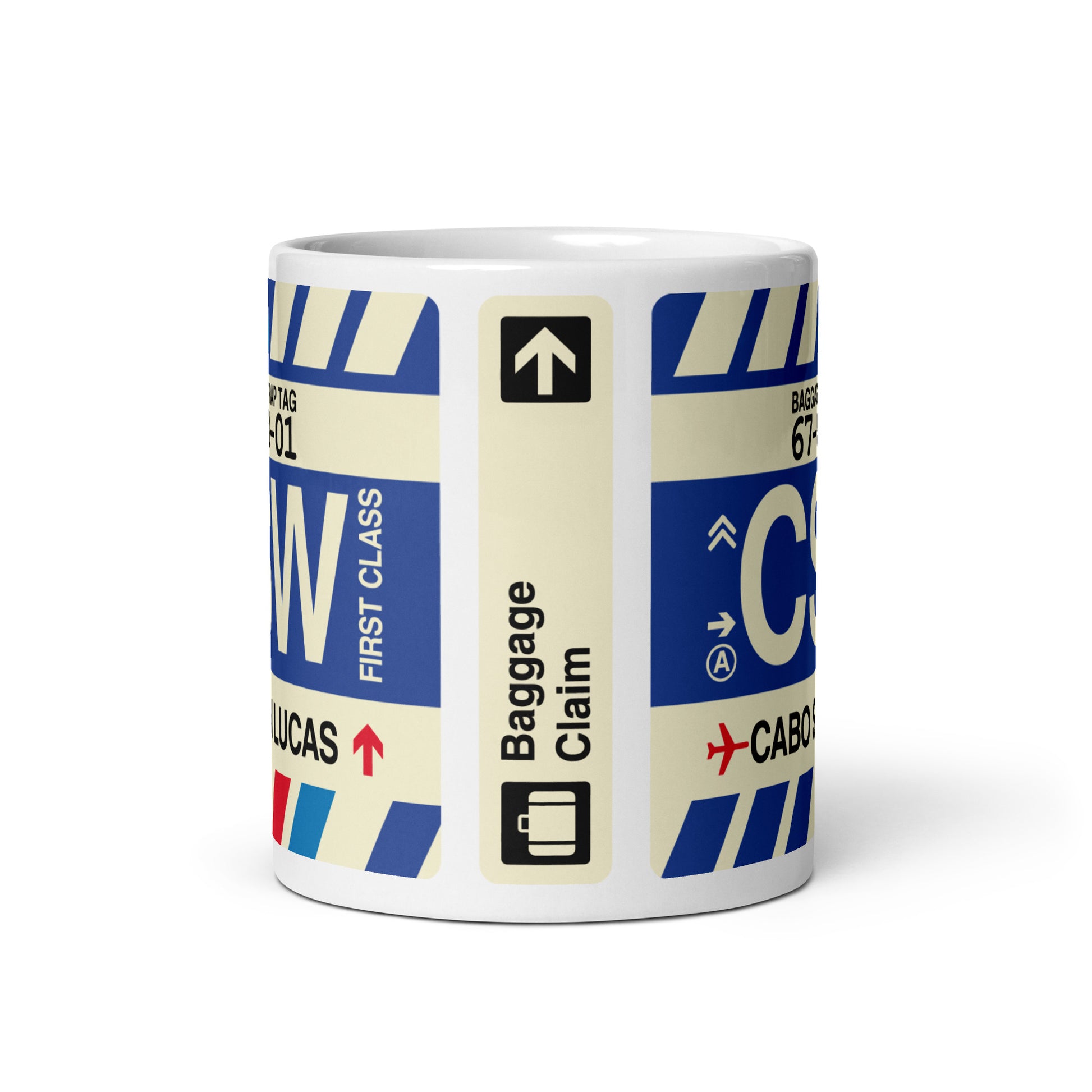 CSW Cabo San Lucas Coffee Mug • Jet Age Baggage Tag Design • YHM Designs - Image 03