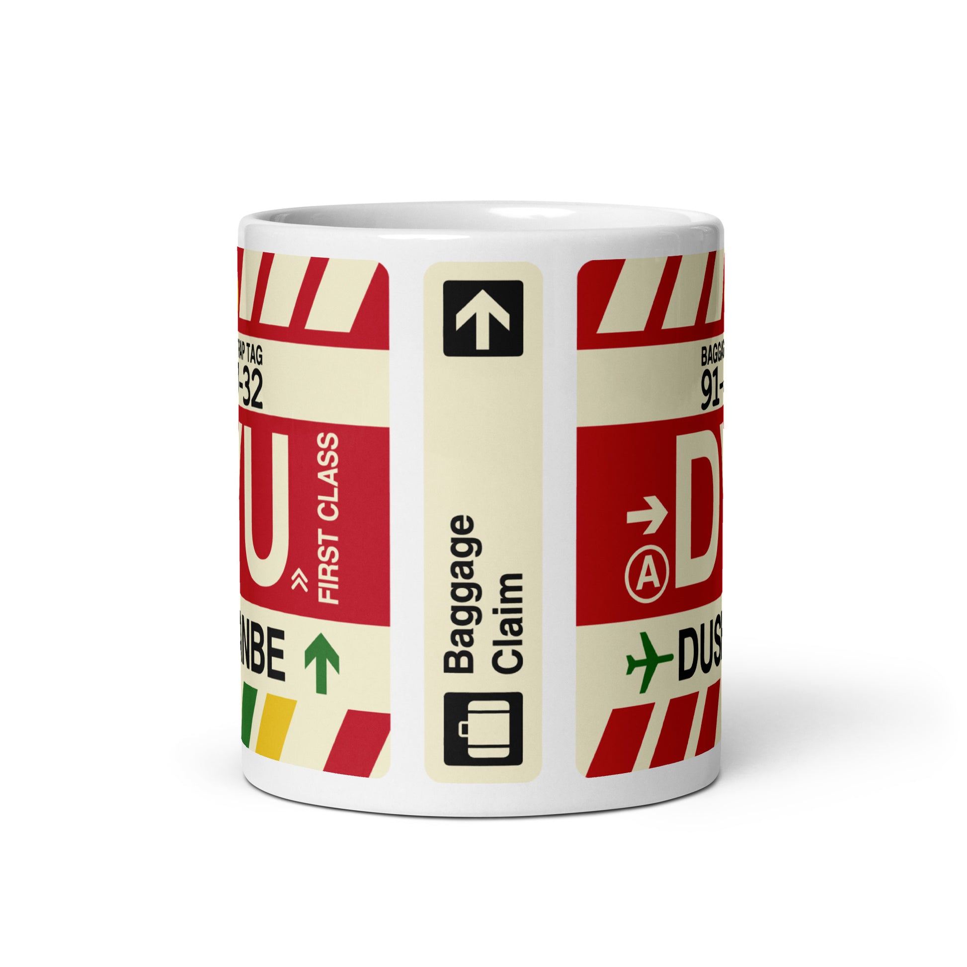 DYU Dushanbe Coffee Mug • Jet Age Baggage Tag Design • YHM Designs - Image 03