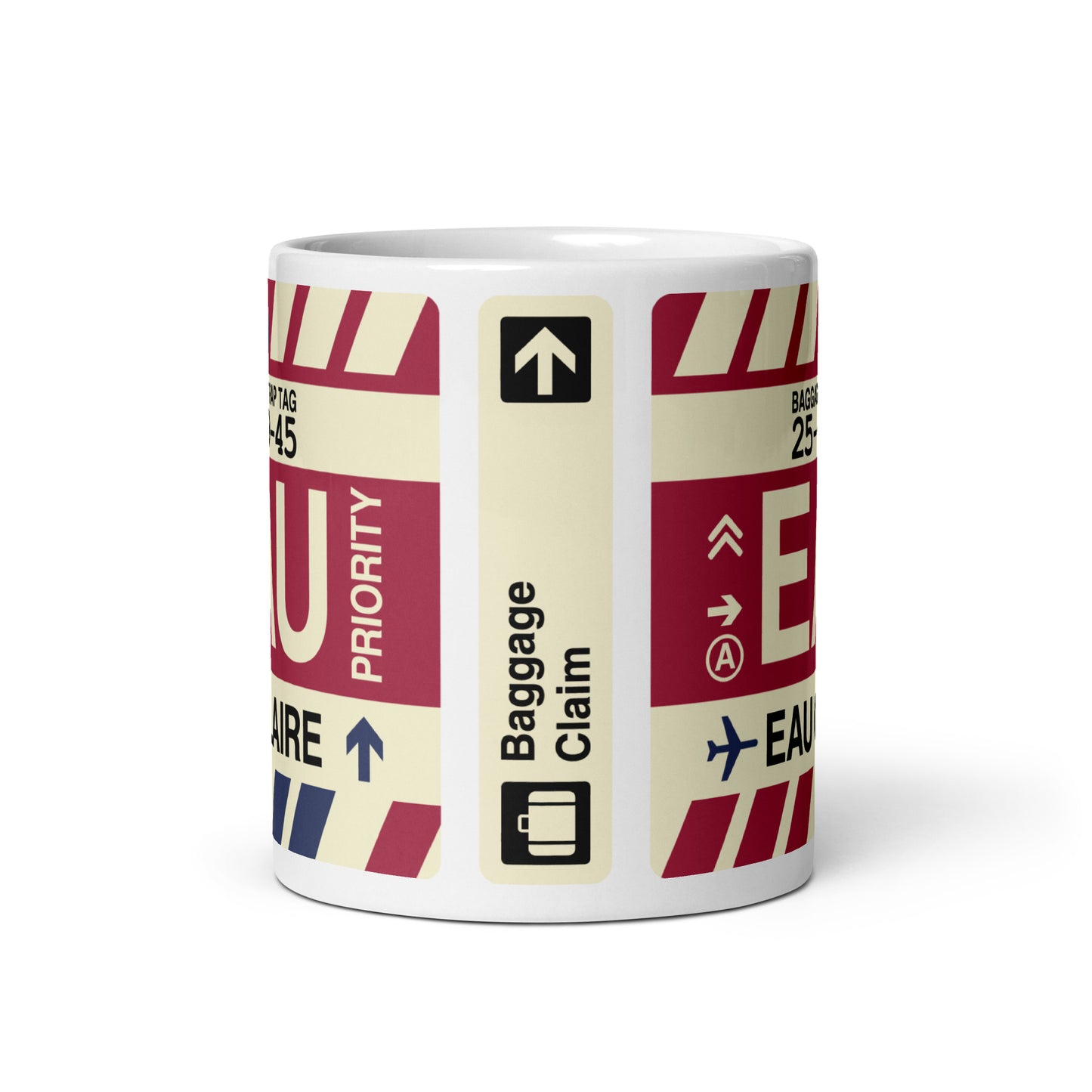 EAU Eau Claire Coffee Mug • Jet Age Baggage Tag Design • YHM Designs - Image 03