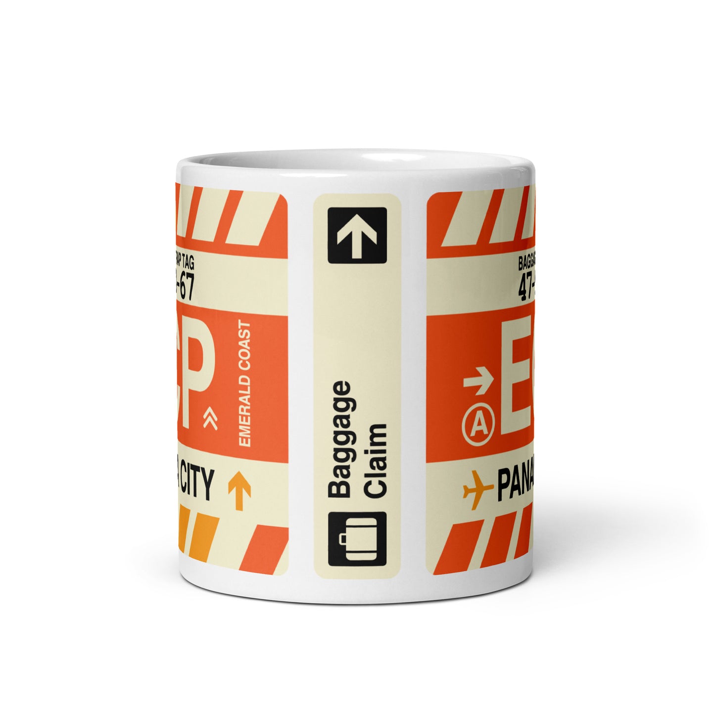 ECP Panama City Coffee Mug • Jet Age Baggage Tag Design • YHM Designs - Image 03