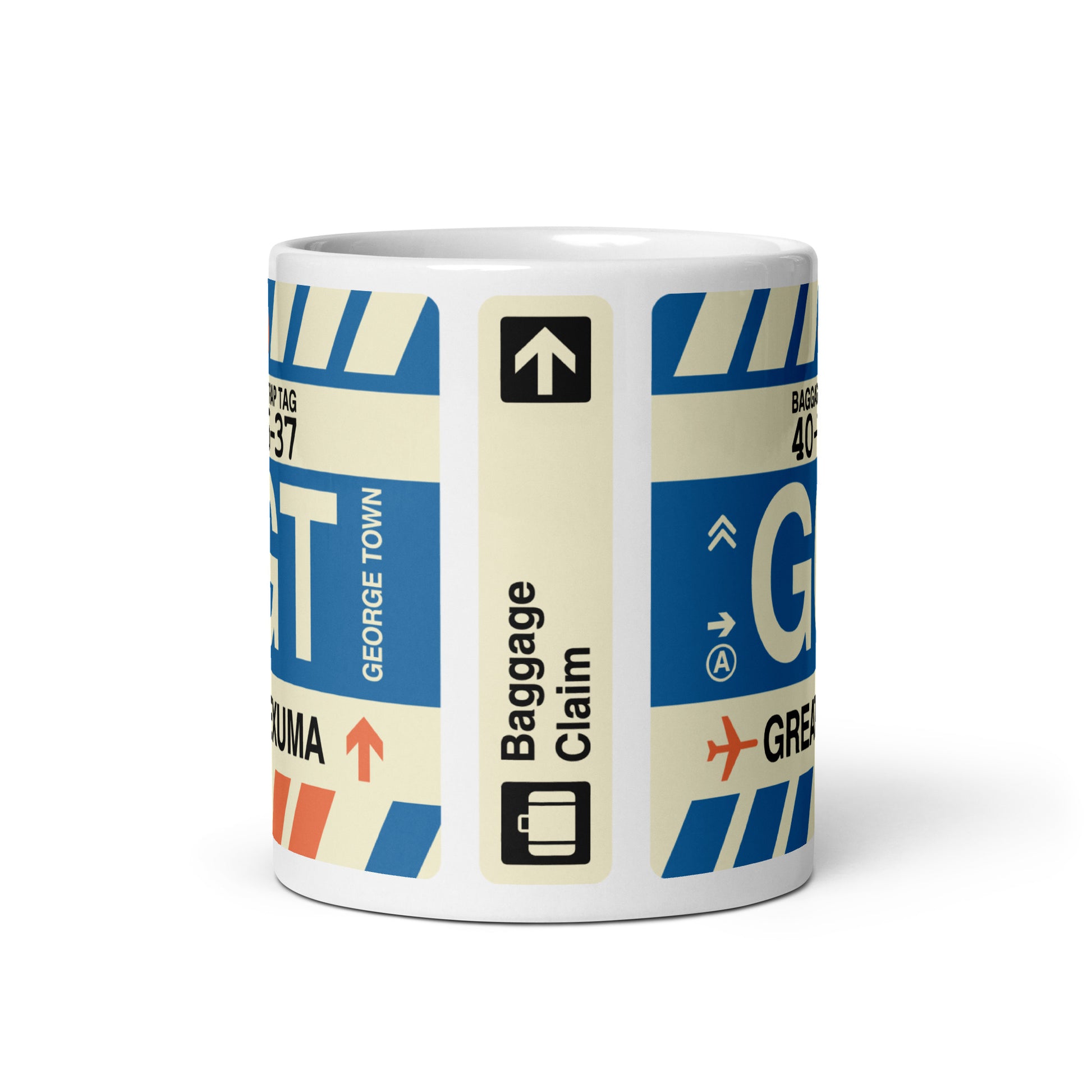 GGT Great Exuma Coffee Mug • Jet Age Baggage Tag Design • YHM Designs - Image 03