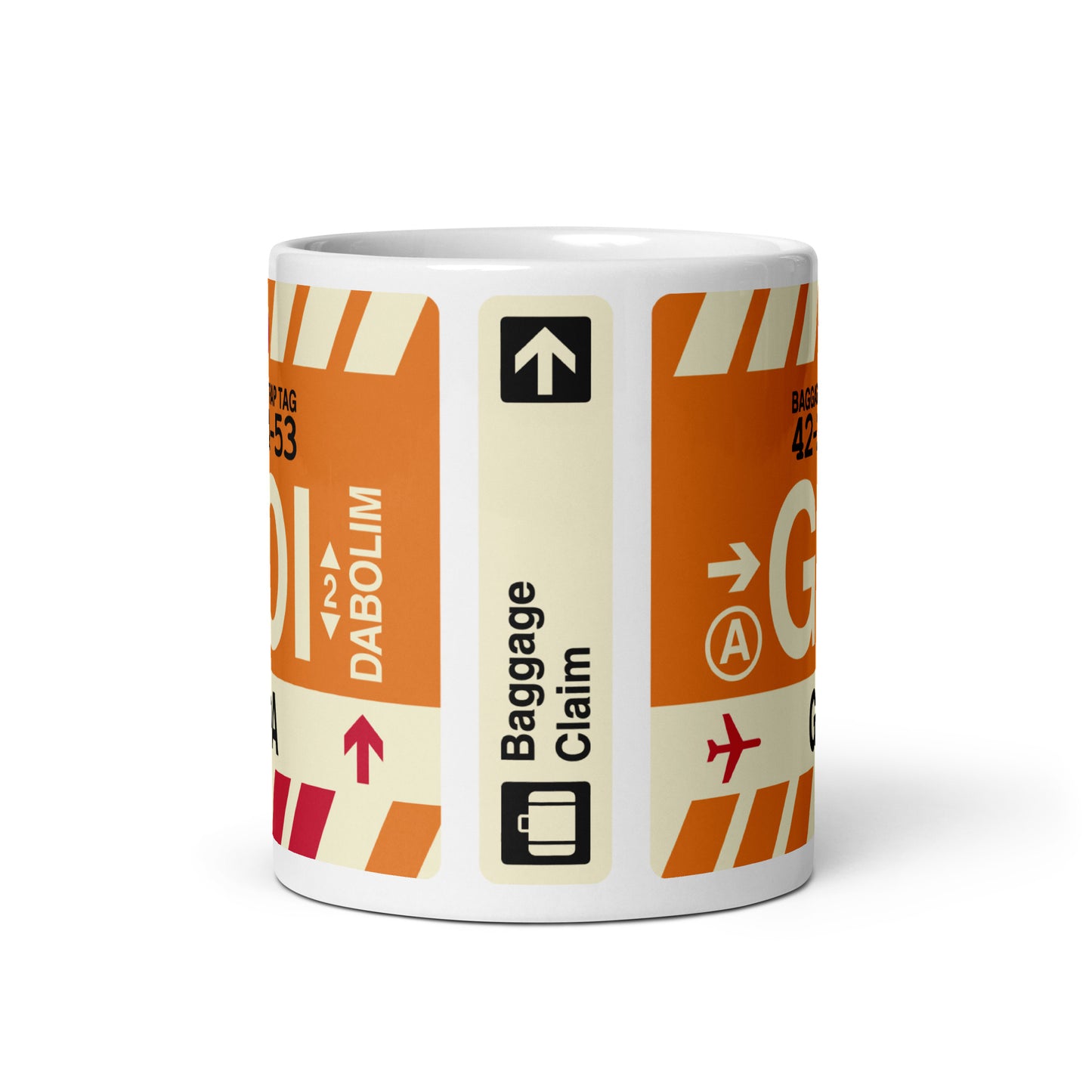 GOI Goa Coffee Mug • Jet Age Baggage Tag Design • YHM Designs - Image 03