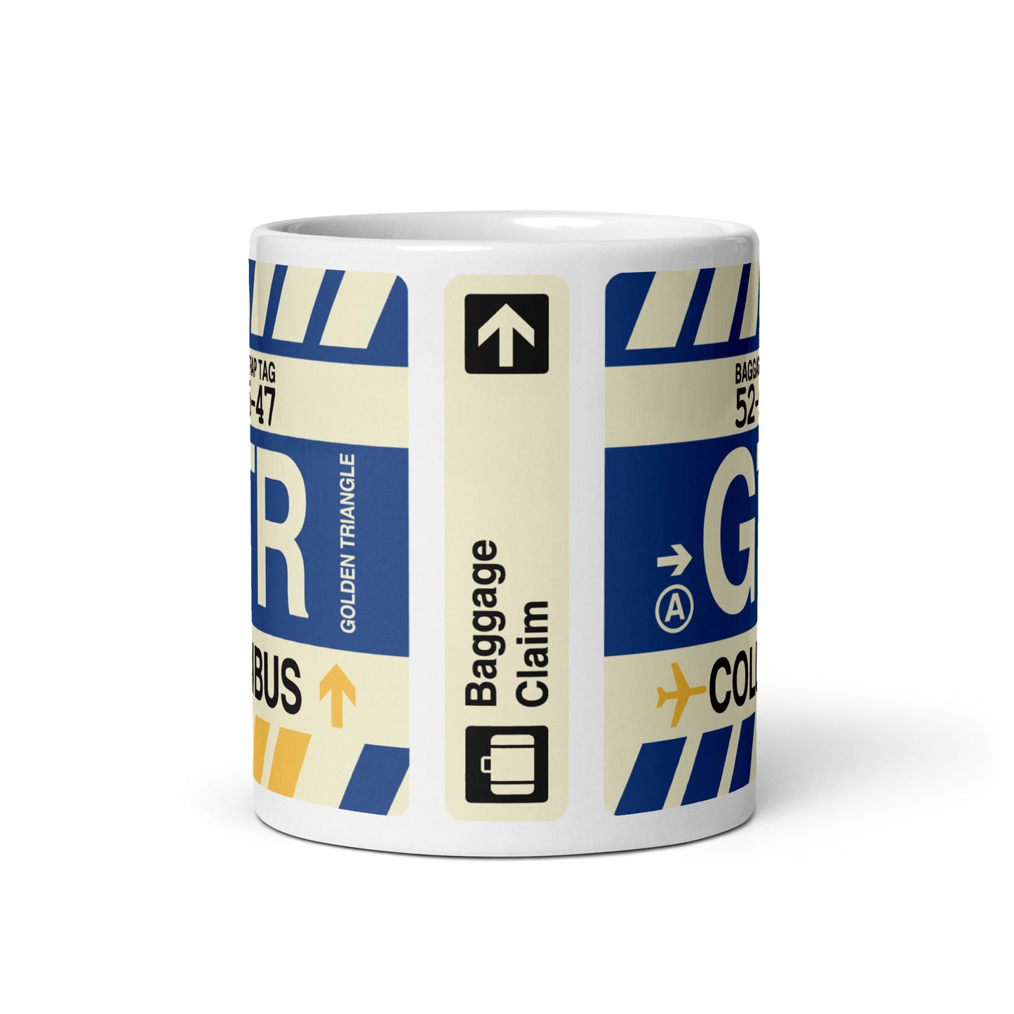 GTR Columbus Coffee Mug • Jet Age Baggage Tag Design • YHM Designs - Image 03