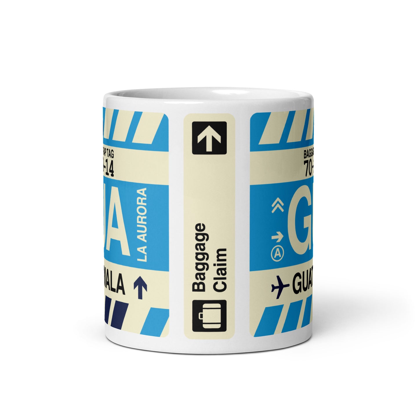 GUA Guatemala City Coffee Mug • Jet Age Baggage Tag Design • YHM Designs - Image 03