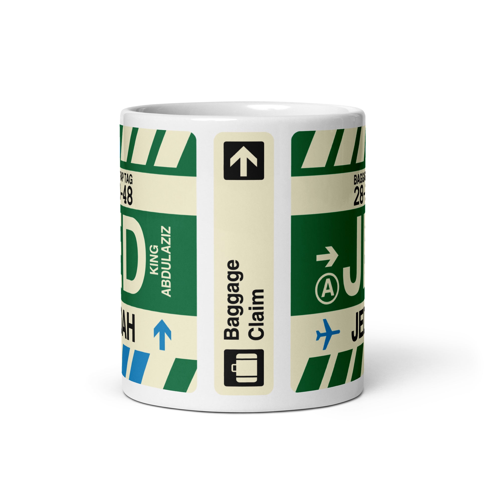 JED Jeddah Coffee Mug • Jet Age Baggage Tag Design • YHM Designs - Image 03