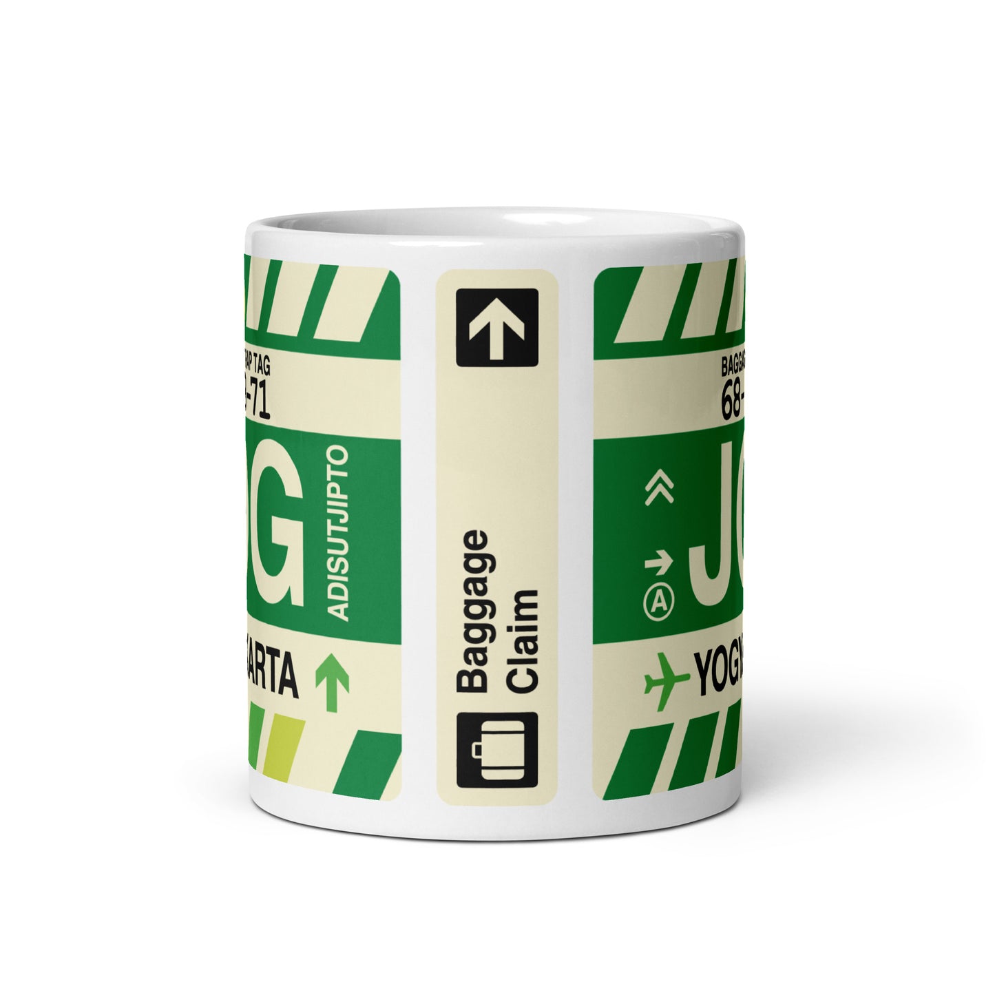 JOG Yogyakarta Coffee Mug • Jet Age Baggage Tag Design • YHM Designs - Image 03