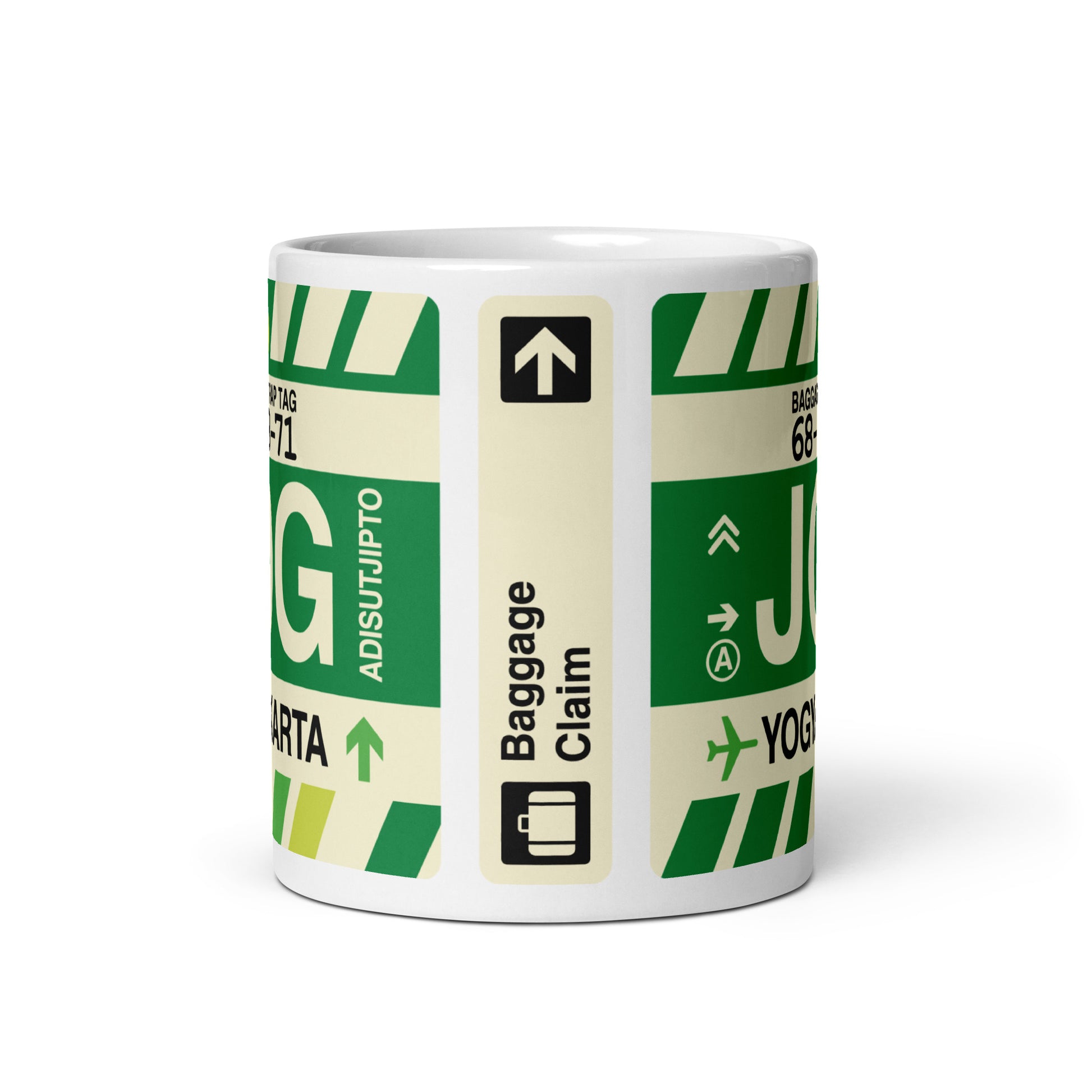 JOG Yogyakarta Coffee Mug • Jet Age Baggage Tag Design • YHM Designs - Image 03