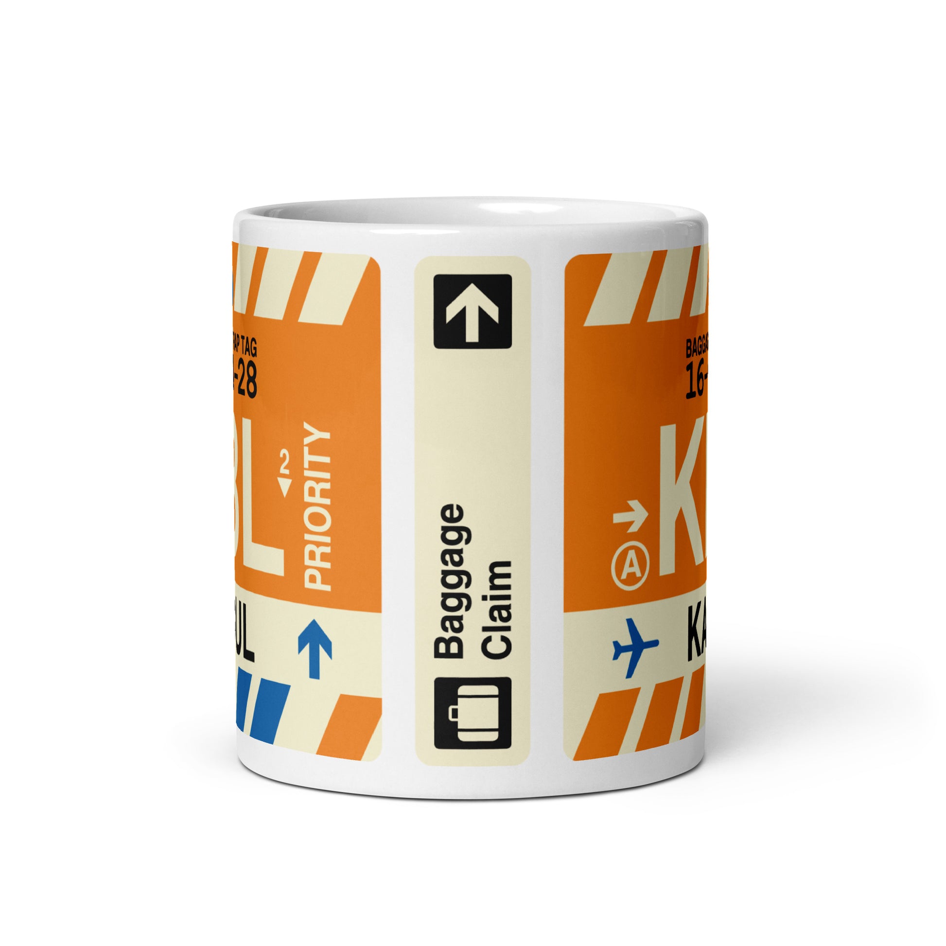 KBL Kabul Coffee Mug • Jet Age Baggage Tag Design • YHM Designs - Image 03