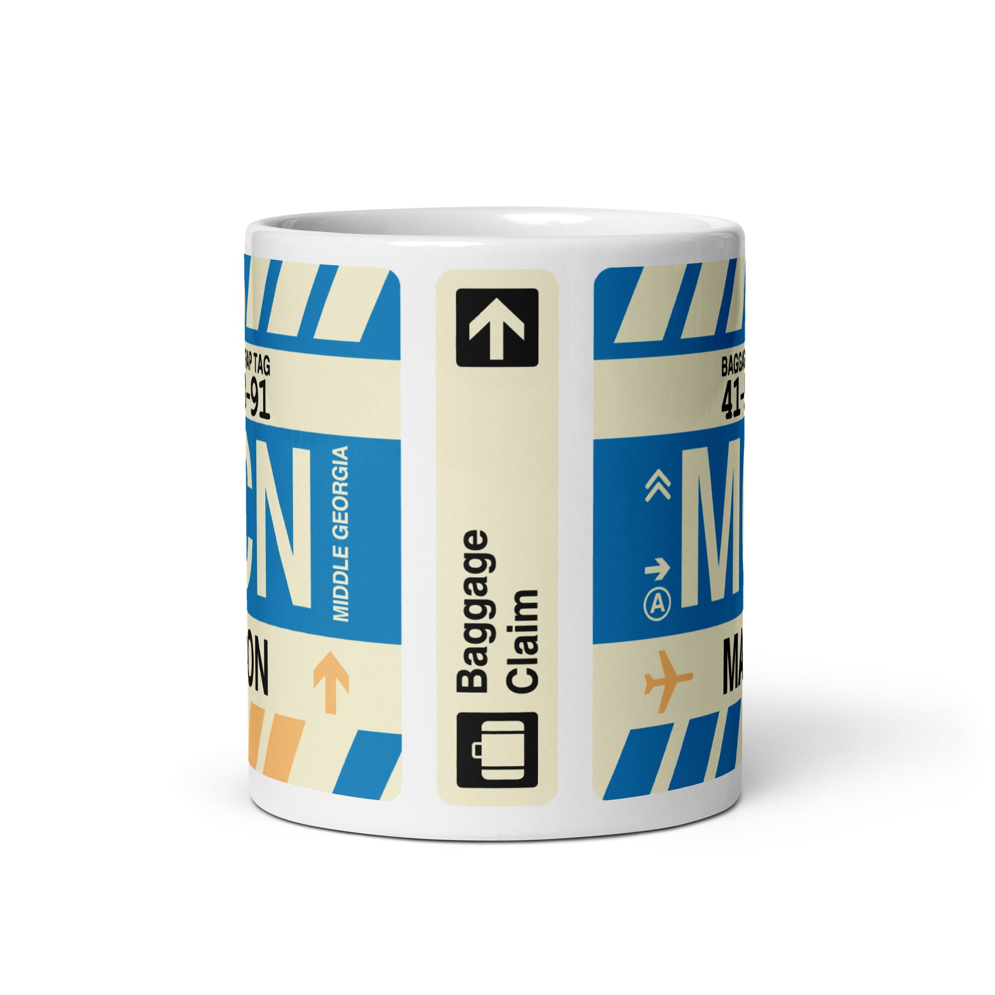 MCN Macon Coffee Mug • Jet Age Baggage Tag Design • YHM Designs - Image 03