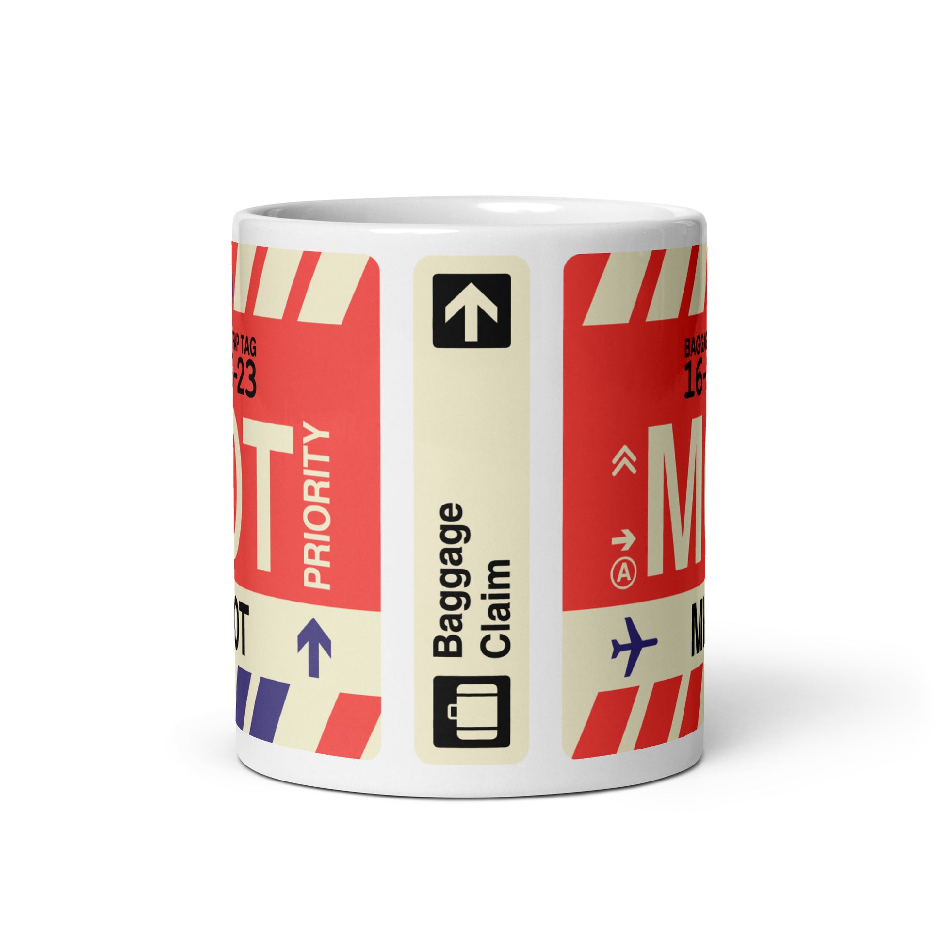 MOT Minot Coffee Mug • Jet Age Baggage Tag Design • YHM Designs - Image 03