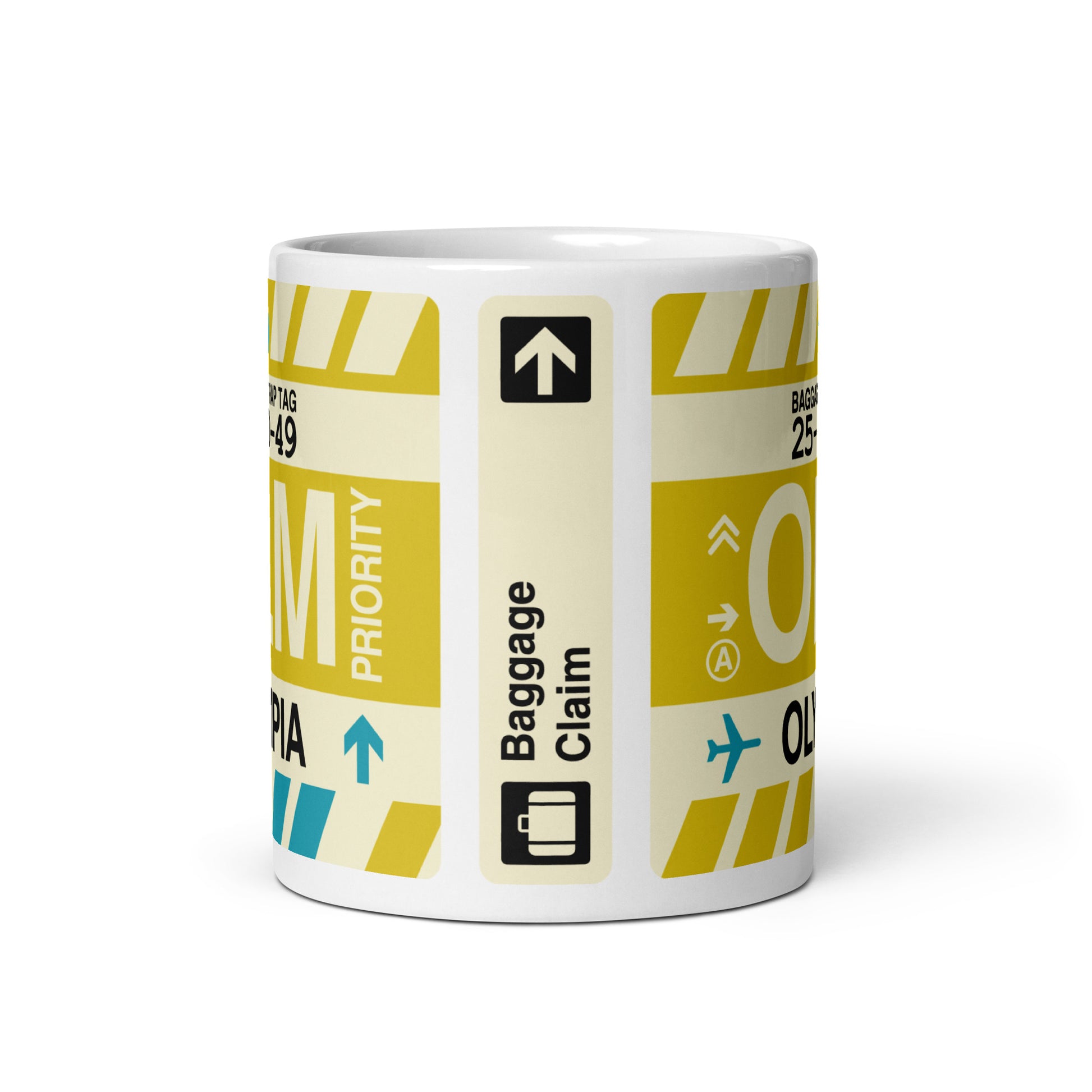 OLM Olympia Coffee Mug • Jet Age Baggage Tag Design • YHM Designs - Image 03