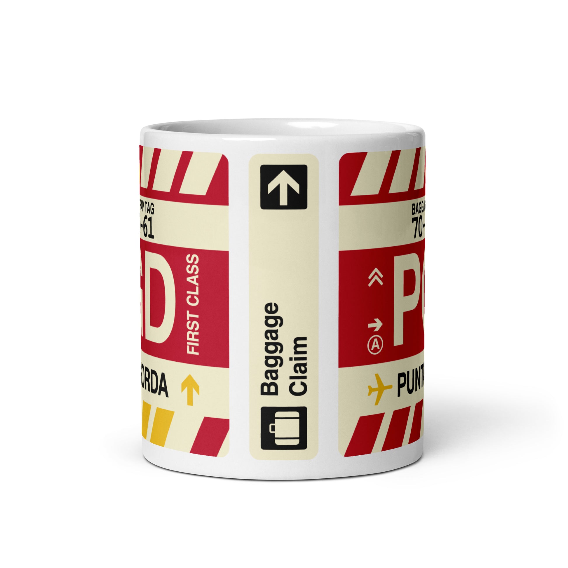 PGD Punta Gorda Coffee Mug • Jet Age Baggage Tag Design • YHM Designs - Image 03