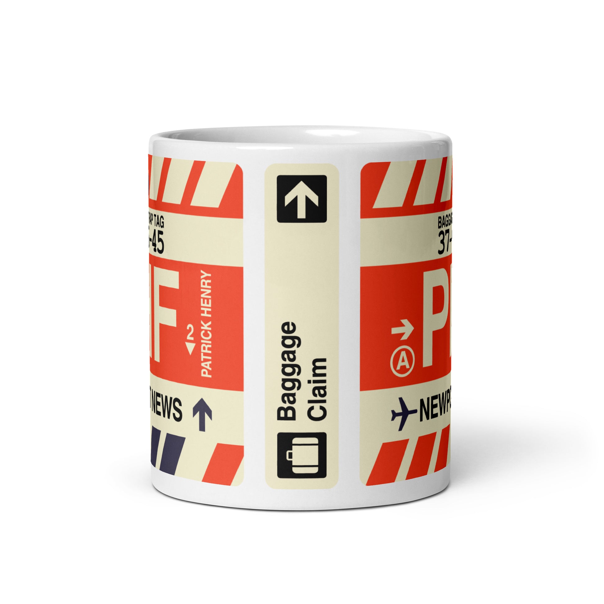PHF Newport News Coffee Mug • Jet Age Baggage Tag Design • YHM Designs - Image 03