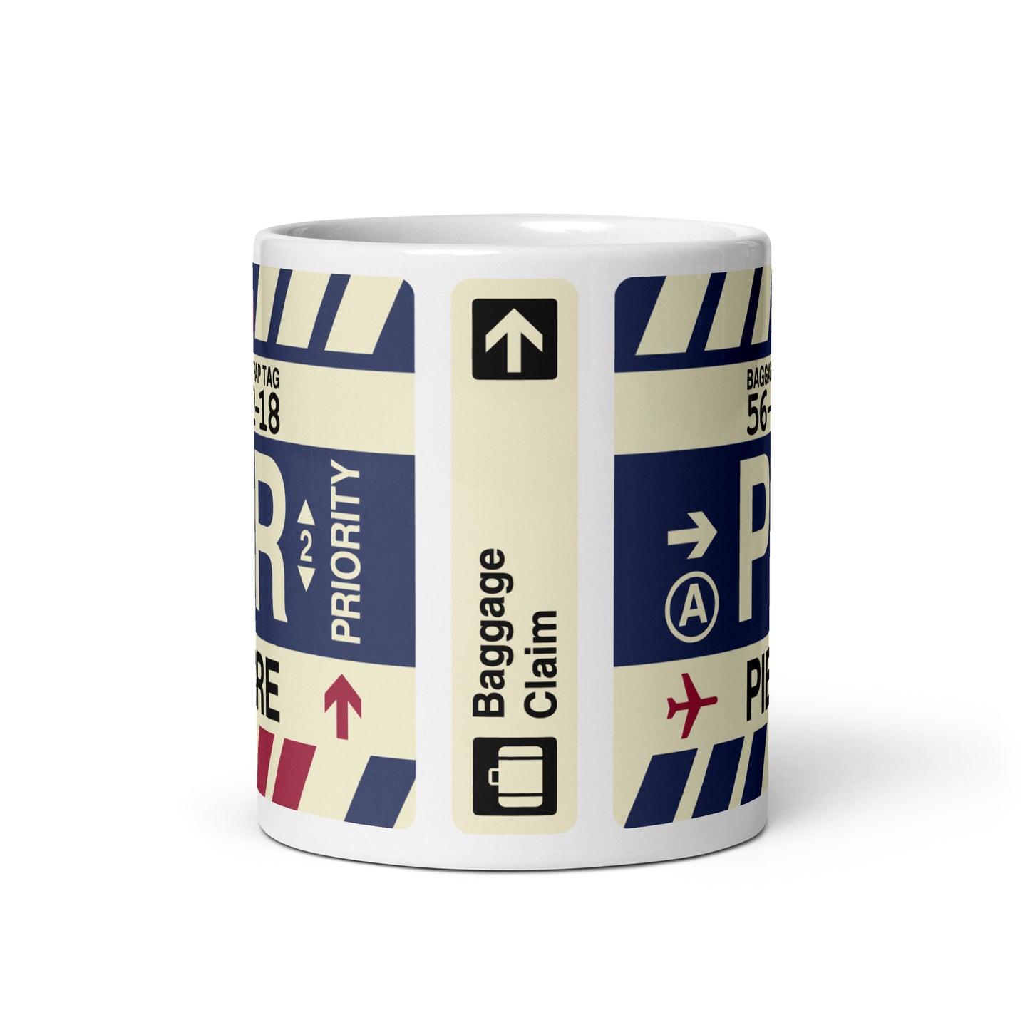 PIR Pierre Coffee Mug • Jet Age Baggage Tag Design • YHM Designs - Image 03