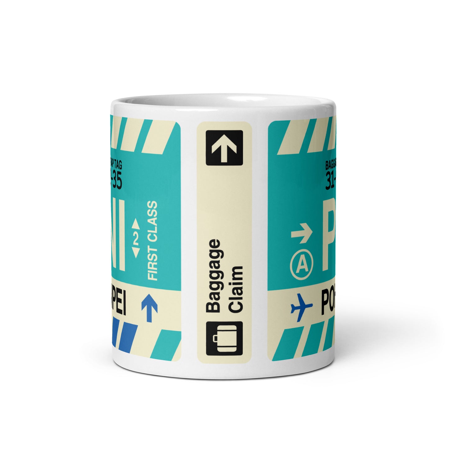 PNI Pohnpei Coffee Mug • Jet Age Baggage Tag Design • YHM Designs - Image 03