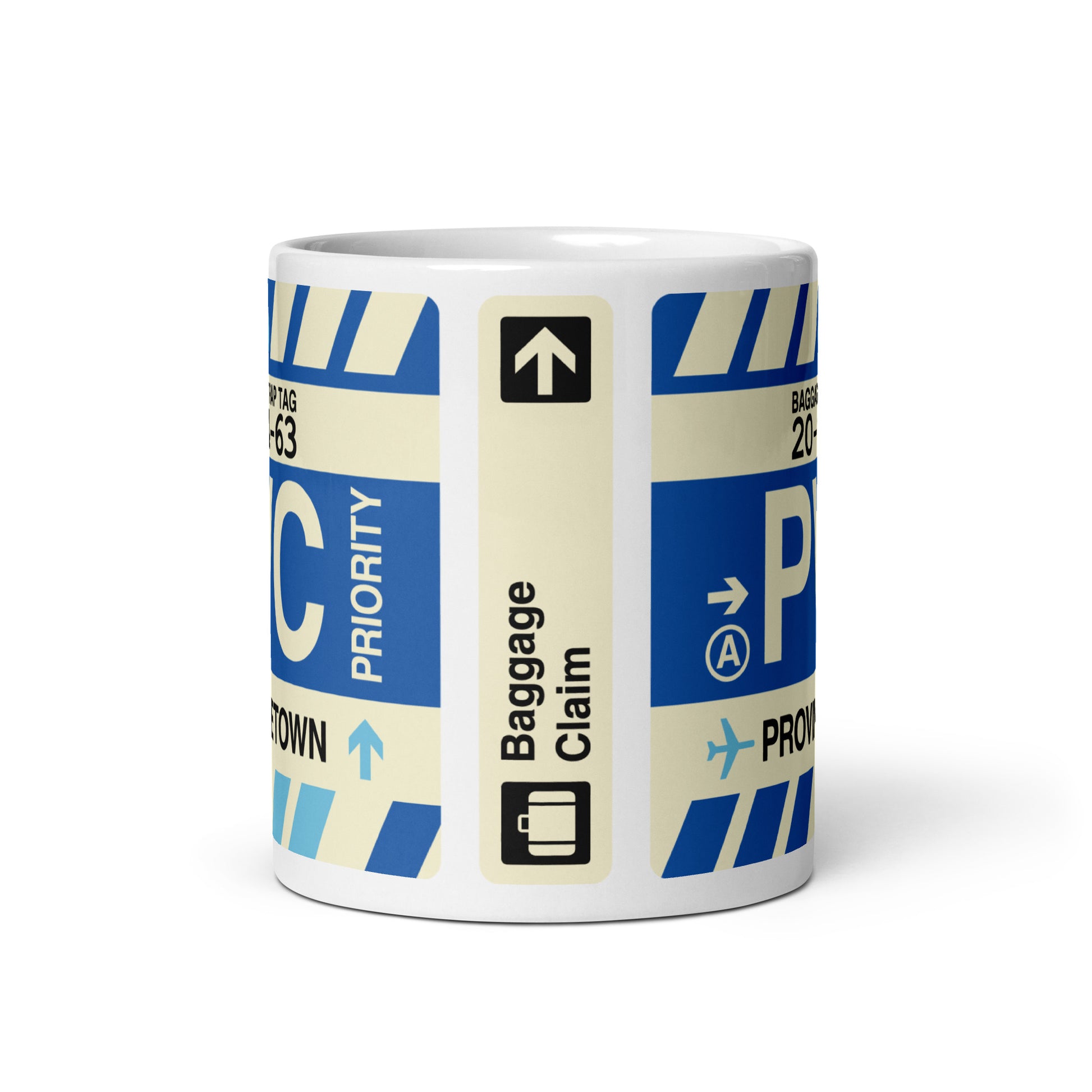 PVC Provincetown Coffee Mug • Jet Age Baggage Tag Design • YHM Designs - Image 03