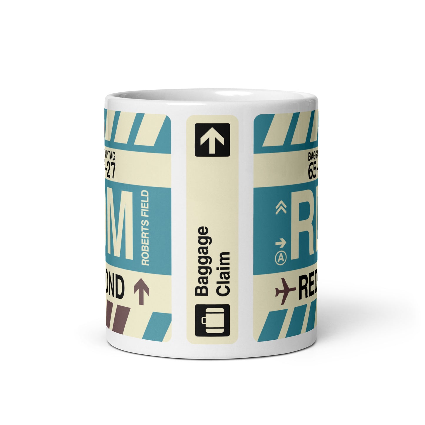 RDM Redmond Coffee Mug • Jet Age Baggage Tag Design • YHM Designs - Image 03
