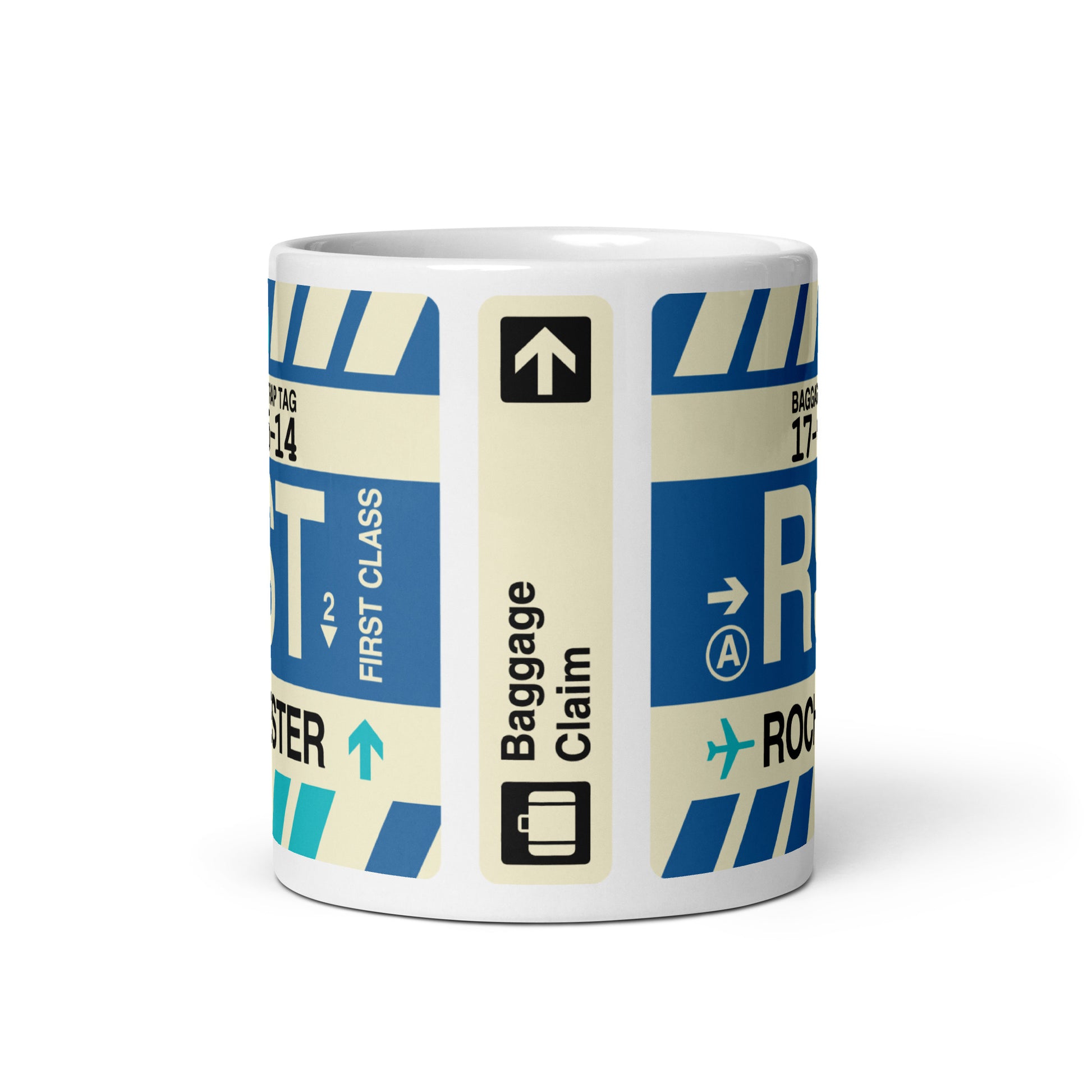 RST Rochester Coffee Mug • Jet Age Baggage Tag Design • YHM Designs - Image 03