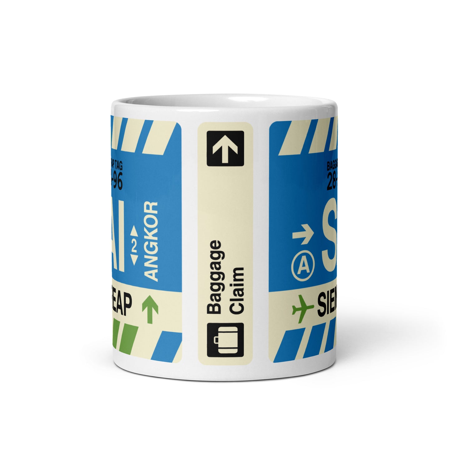 SAI Siem Reap-Angkor Coffee Mug • Jet Age Baggage Tag Design • YHM Designs - Image 03