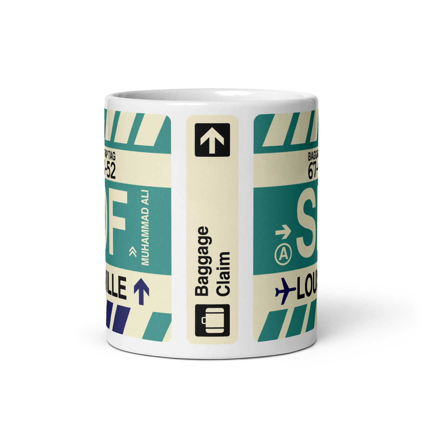 SDF Louisville Coffee Mug • Jet Age Baggage Tag Design • YHM Designs - Image 03