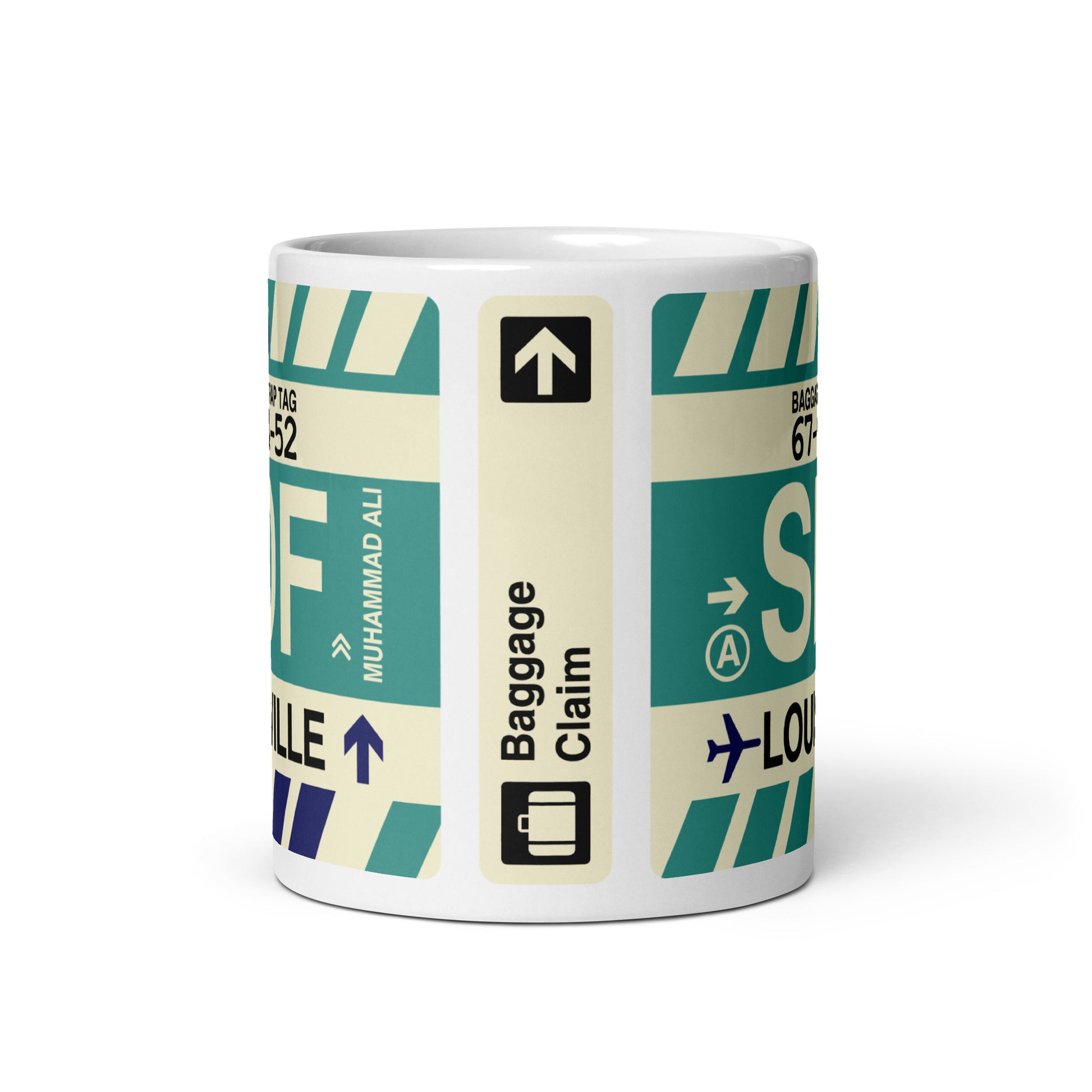 SDF Louisville Coffee Mug • Jet Age Baggage Tag Design • YHM Designs - Image 03