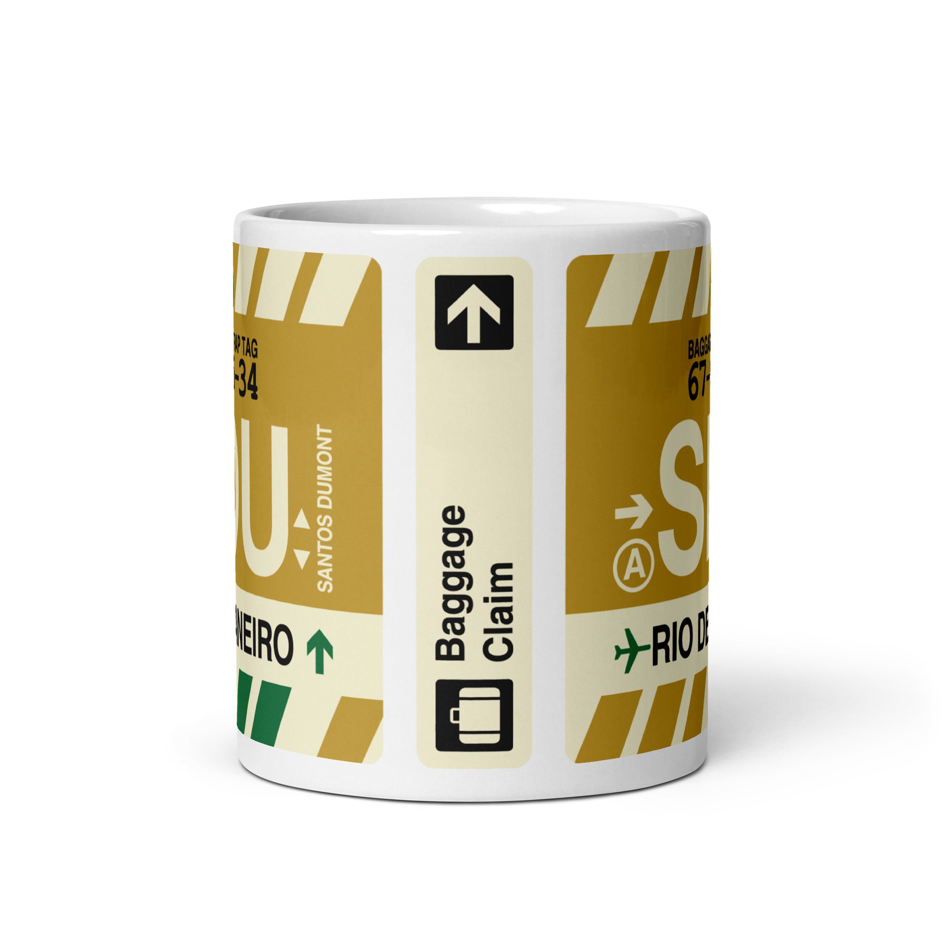 SDU Rio de Janeiro Coffee Mug • Jet Age Baggage Tag Design • YHM Designs - Image 03