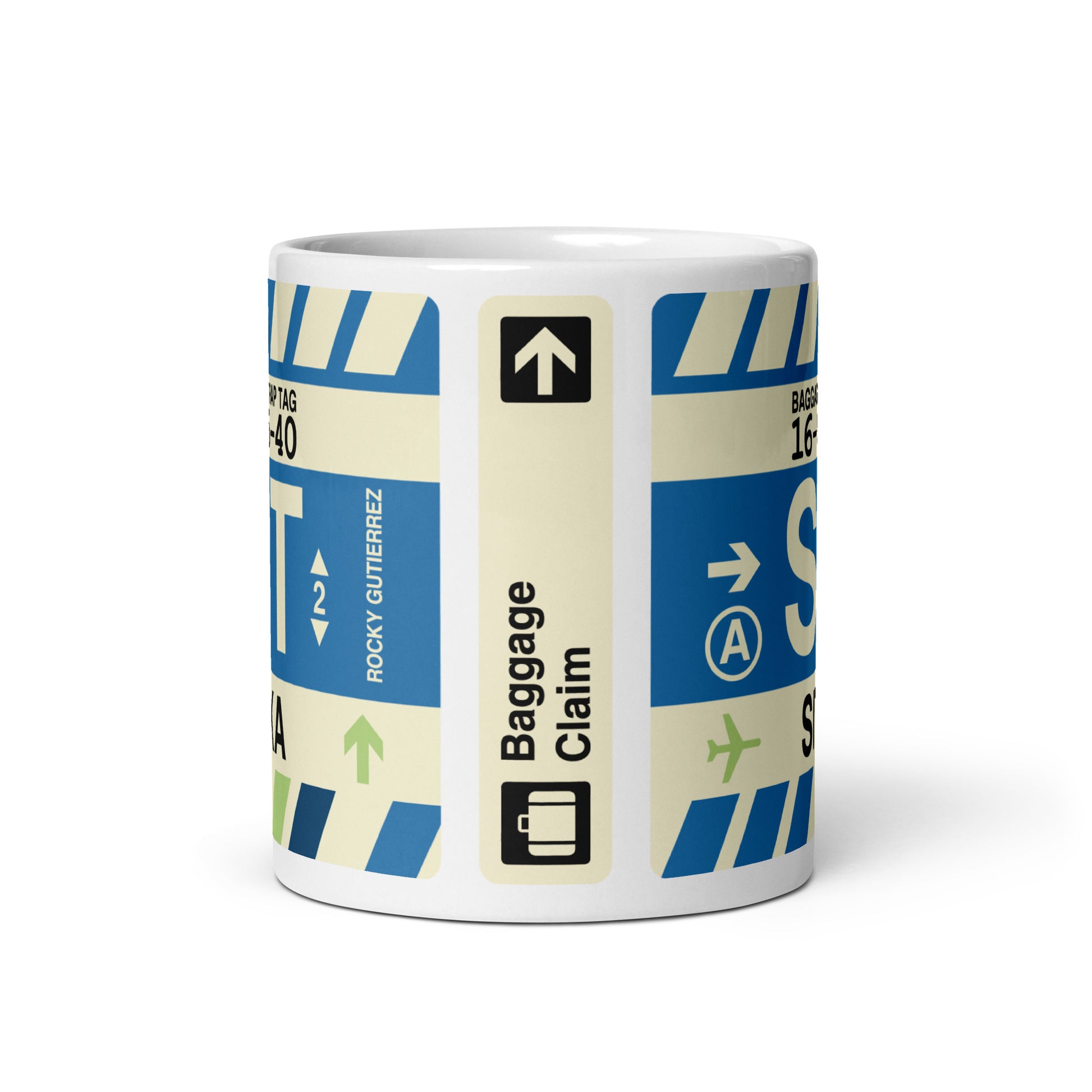 SIT Sitka Coffee Mug • Jet Age Baggage Tag Design • YHM Designs - Image 03