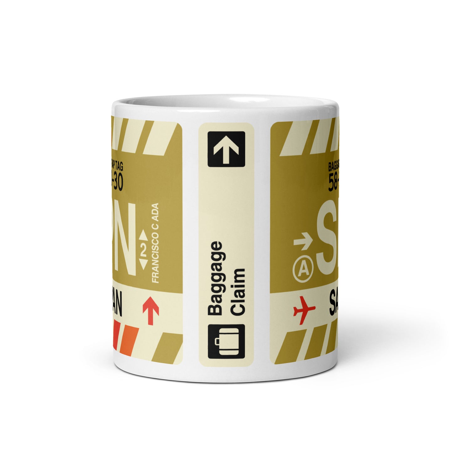 SPN Saipan Coffee Mug • Jet Age Baggage Tag Design • YHM Designs - Image 03