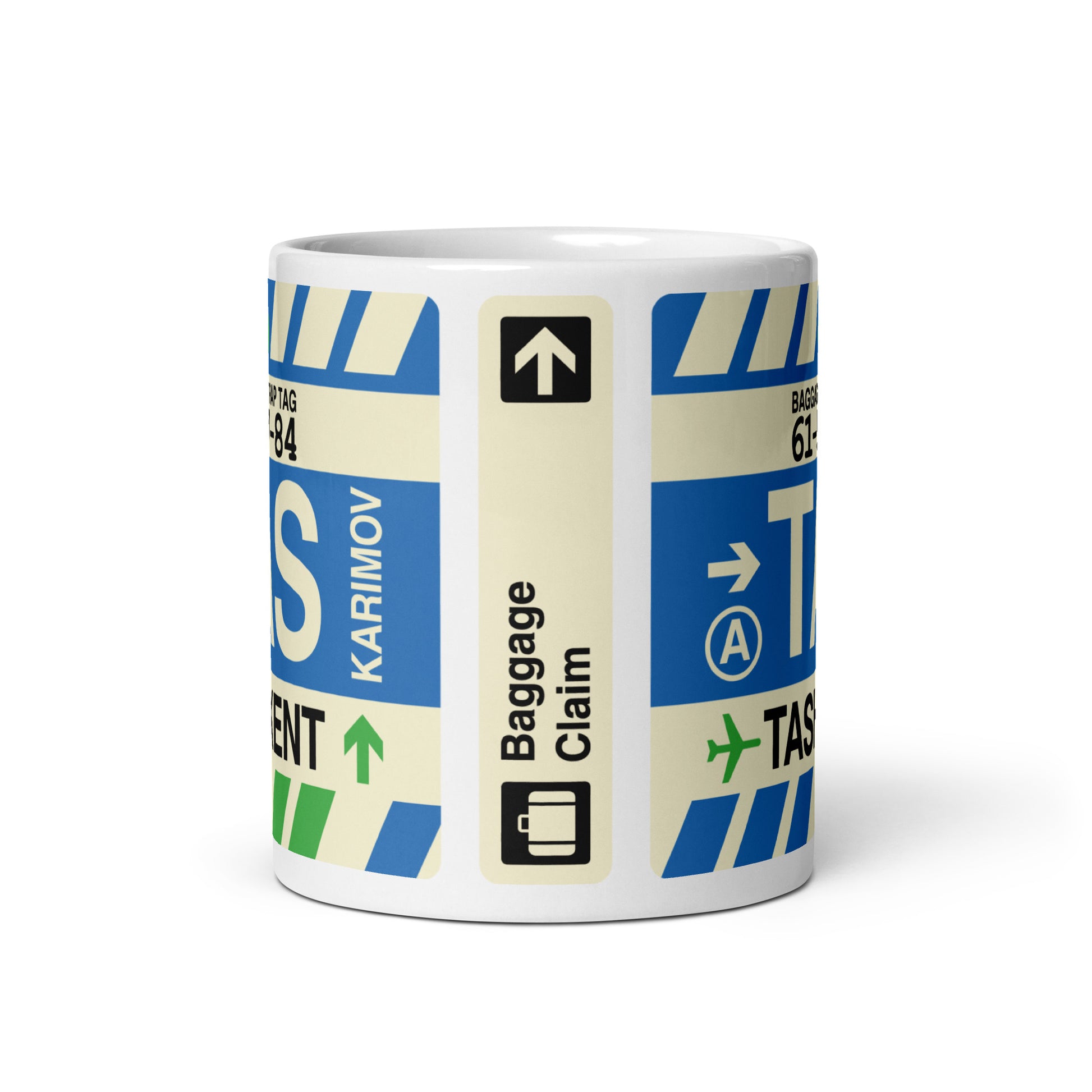 TAS Tashkent Coffee Mug • Jet Age Baggage Tag Design • YHM Designs - Image 03