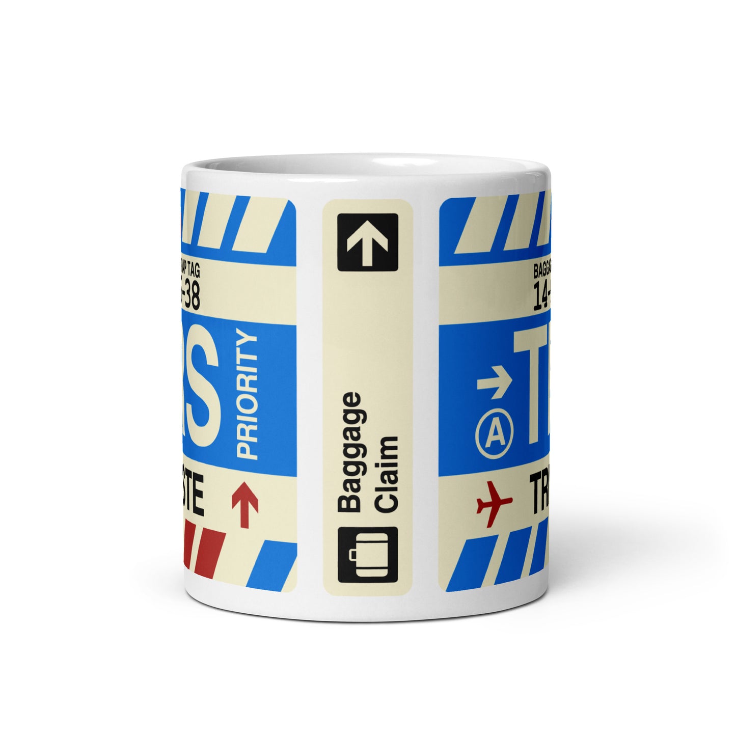 TRS Trieste Coffee Mug • Jet Age Baggage Tag Design • YHM Designs - Image 03