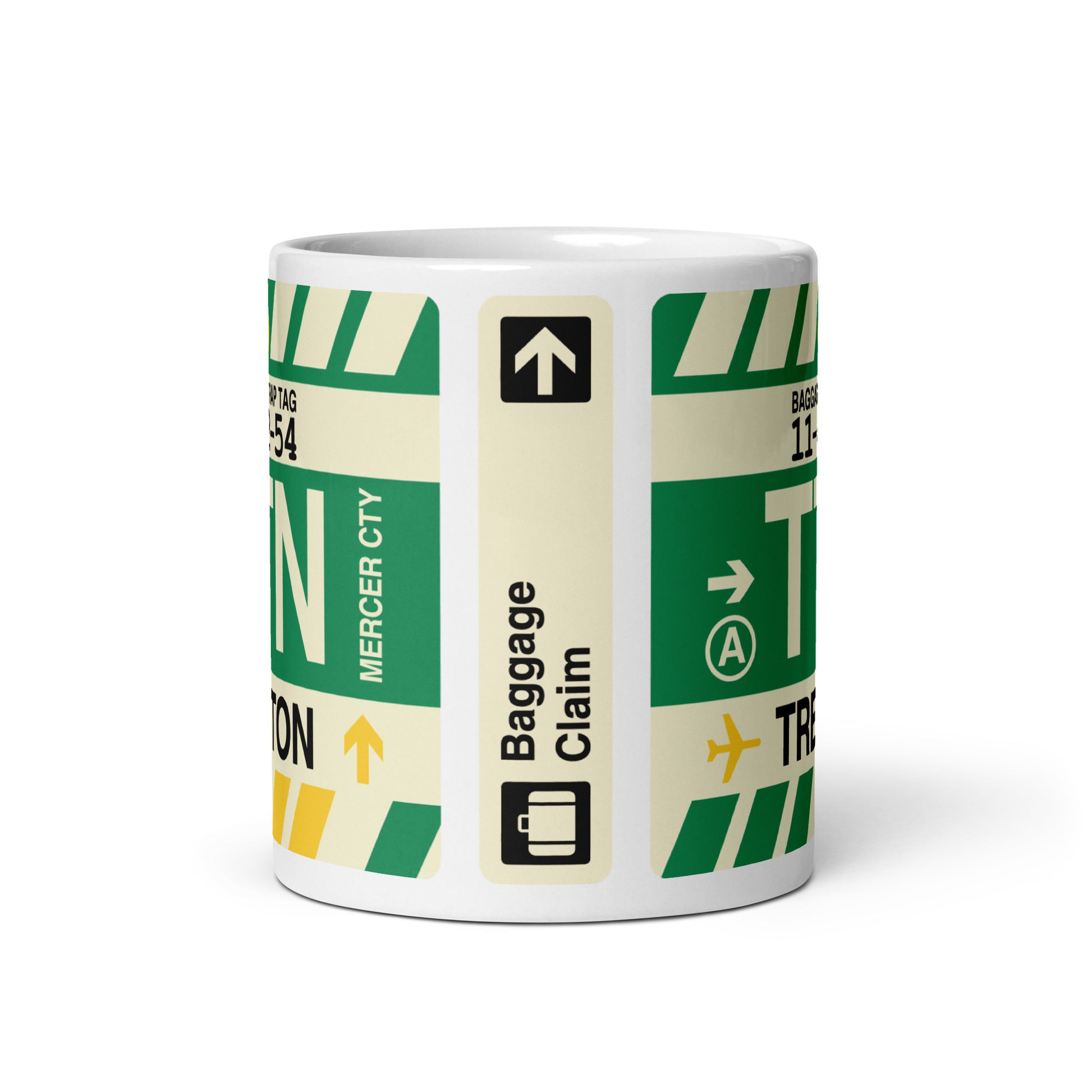 TTN Trenton Coffee Mug • Jet Age Baggage Tag Design • YHM Designs - Image 03