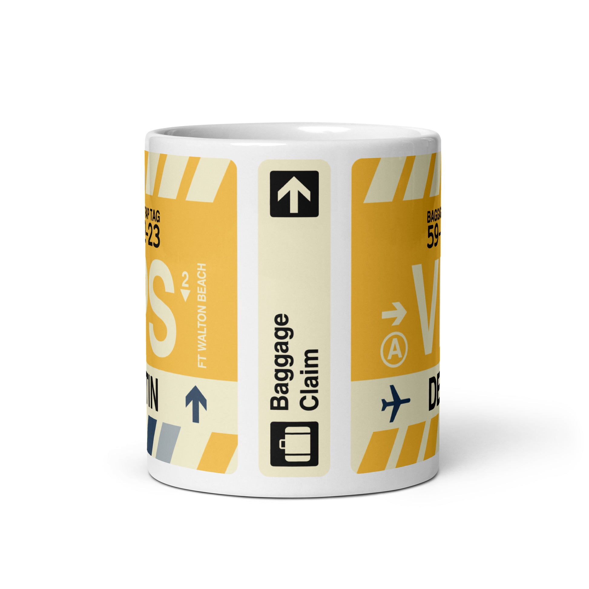 VPS Destin-Fort Walton Beach Coffee Mug • Jet Age Baggage Tag Design • YHM Designs - Image 03