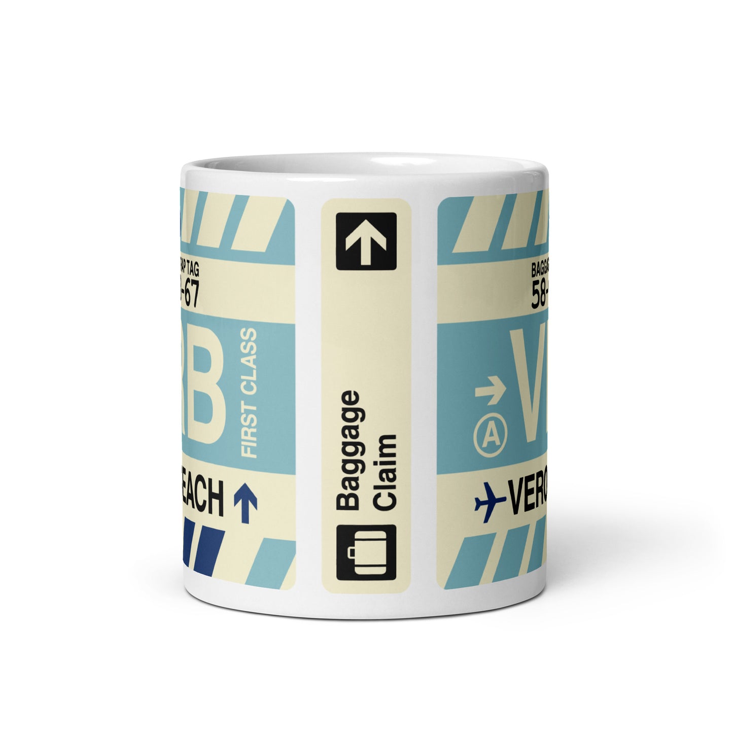 VRB Vero Beach Coffee Mug • Jet Age Baggage Tag Design • YHM Designs - Image 03