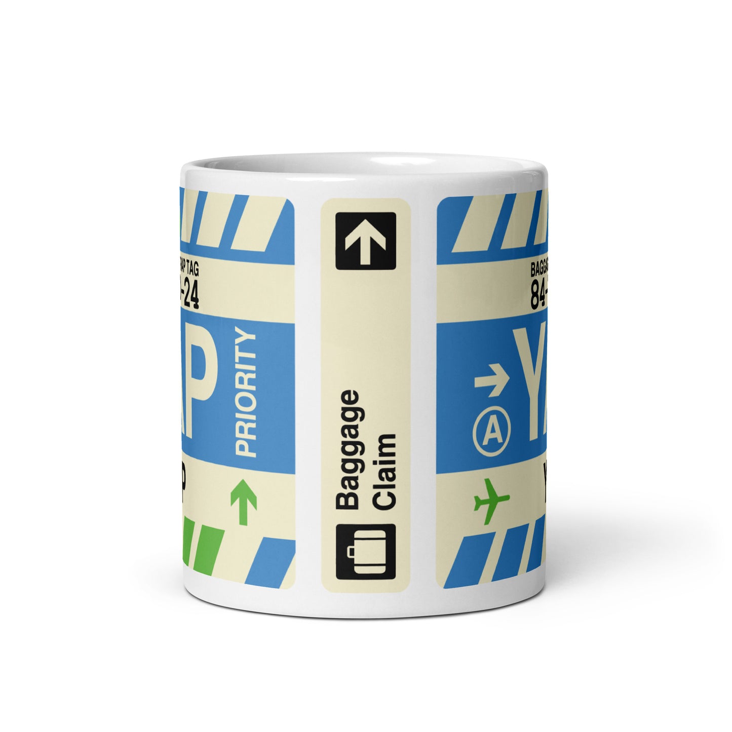 YAP Yap Coffee Mug • Jet Age Baggage Tag Design • YHM Designs - Image 03