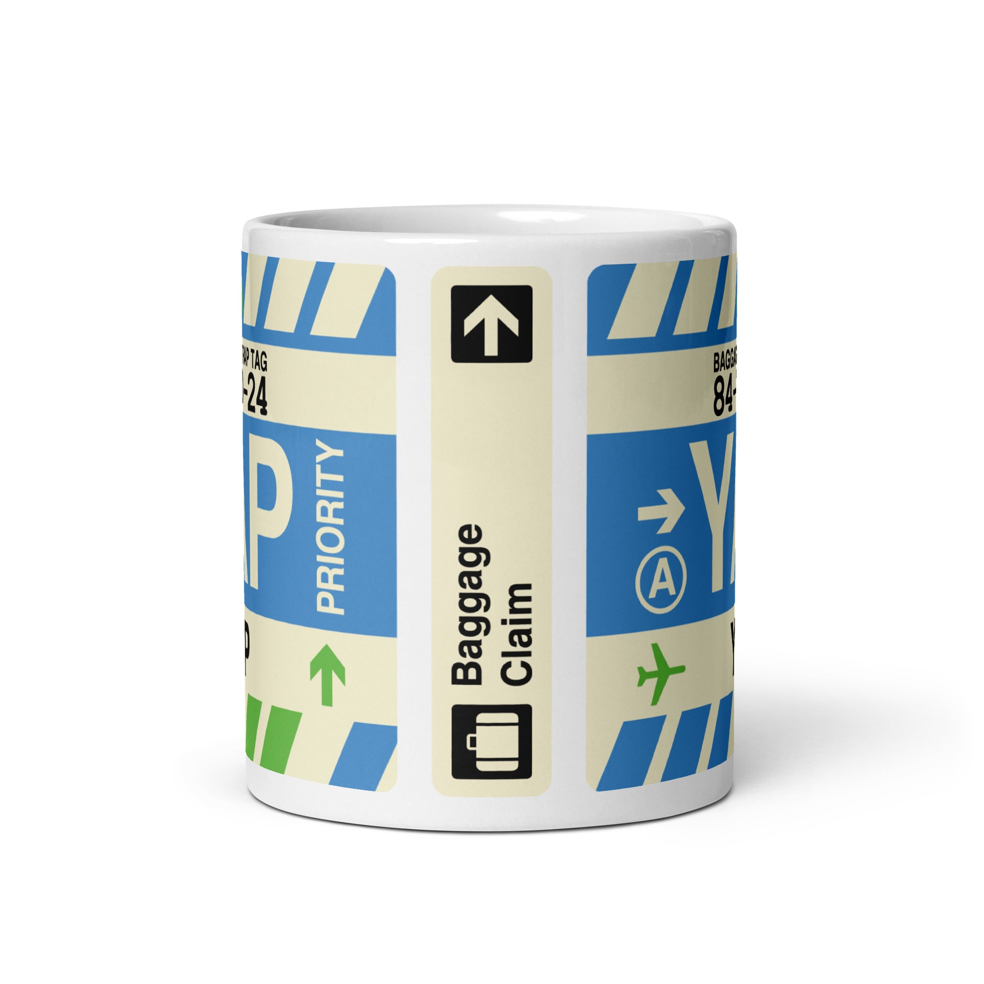 YAP Yap Coffee Mug • Jet Age Baggage Tag Design • YHM Designs - Image 03