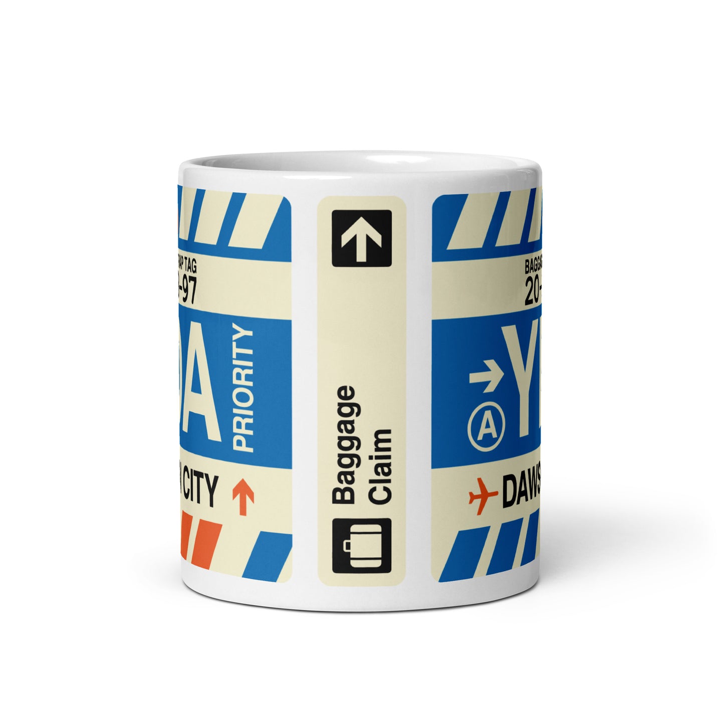YDA Dawson City Coffee Mug • Jet Age Baggage Tag Design • YHM Designs - Image 03