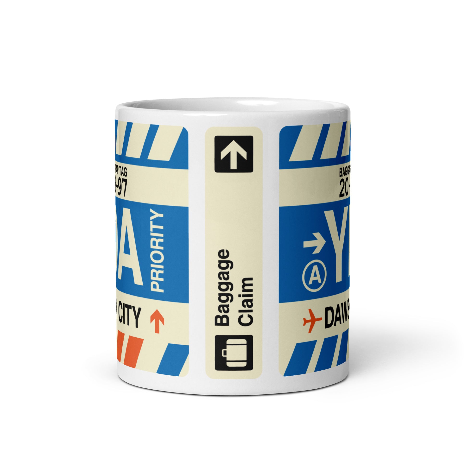 YDA Dawson City Coffee Mug • Jet Age Baggage Tag Design • YHM Designs - Image 03