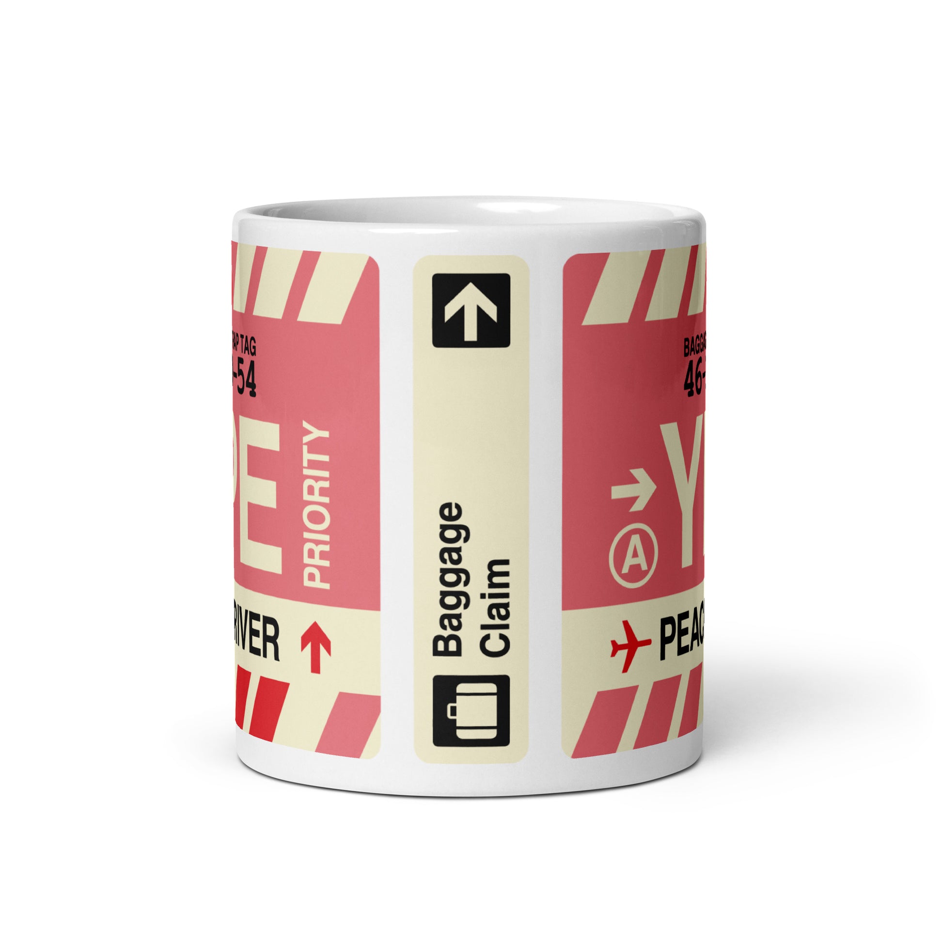 YPE Peace River Coffee Mug • Jet Age Baggage Tag Design • YHM Designs - Image 03