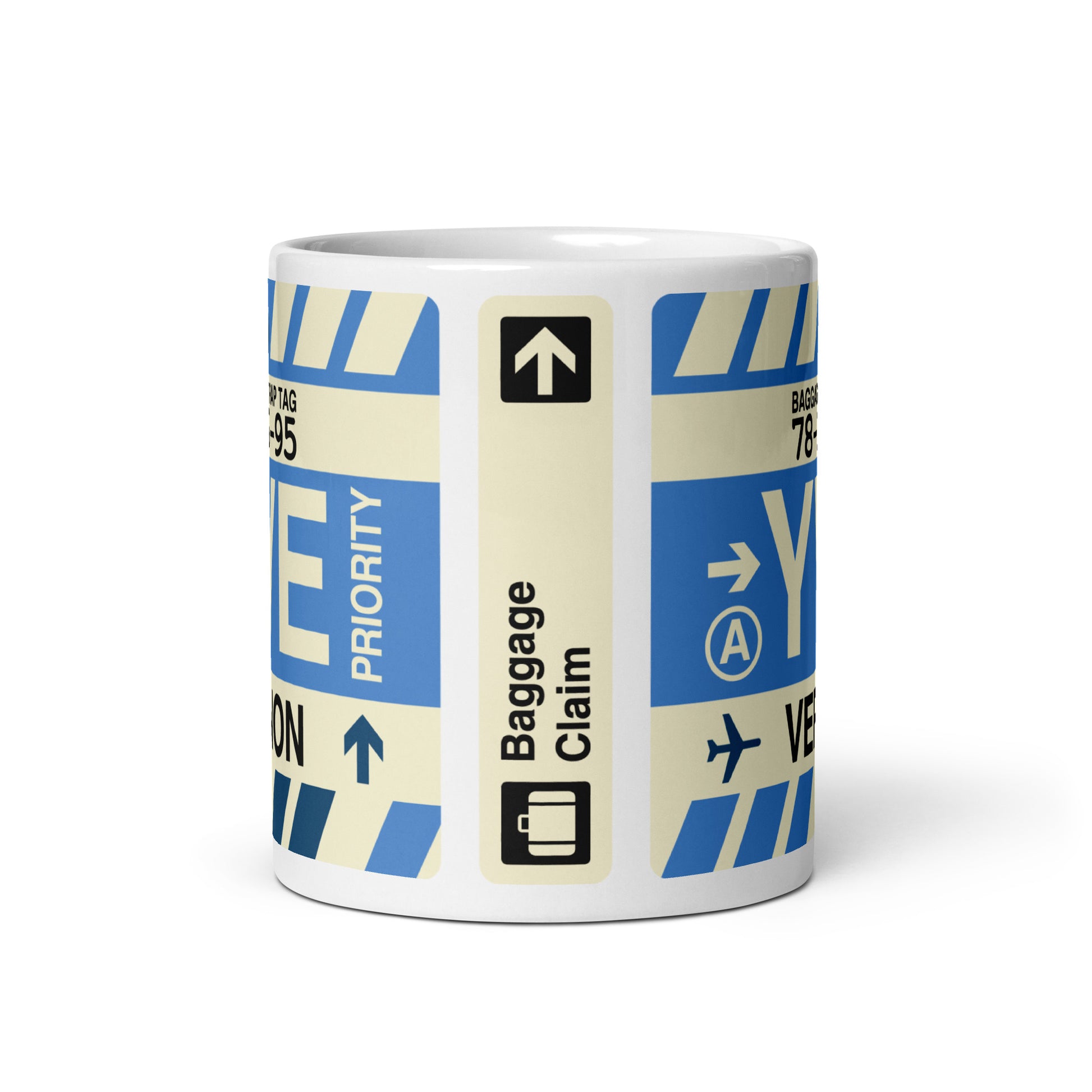 YVE Vernon Coffee Mug • Jet Age Baggage Tag Design • YHM Designs - Image 03
