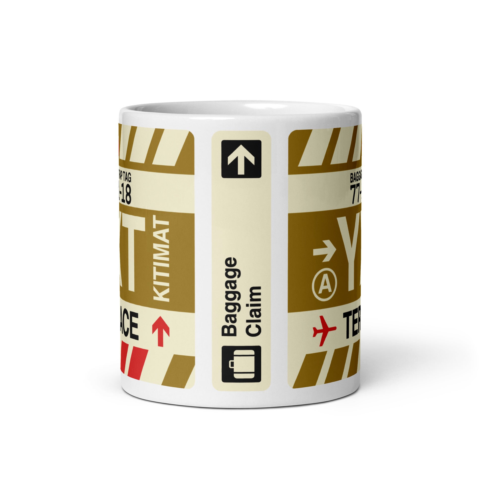 YXT Terrace Coffee Mug • Jet Age Baggage Tag Design • YHM Designs - Image 03