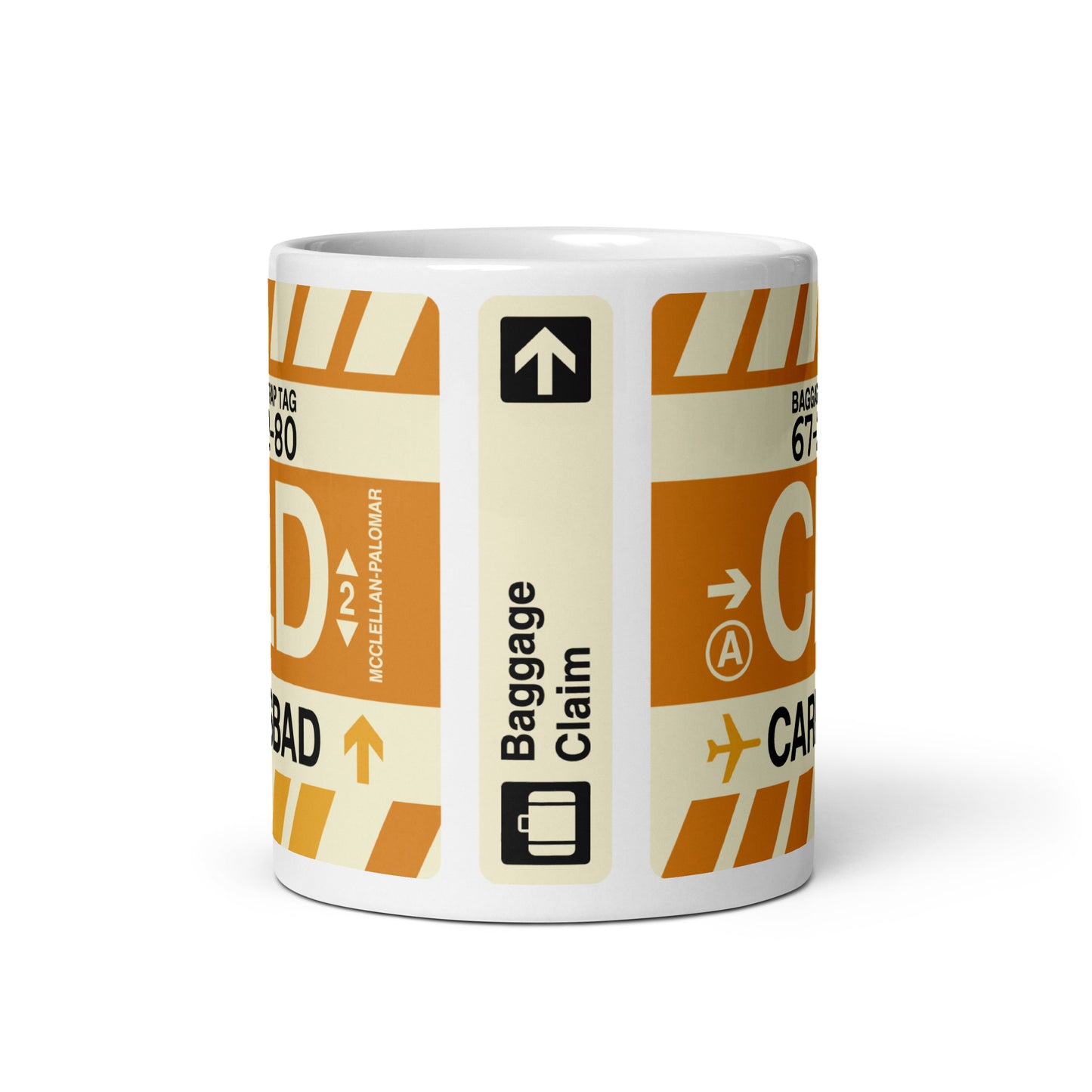 CLD Carlsbad Coffee Mug • Jet Age Baggage Tag Design • YHM Designs - Image 03