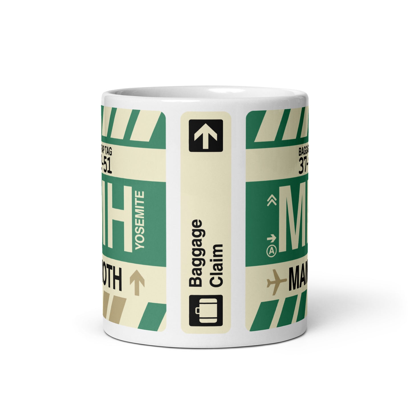 MMH Mammoth Lakes Coffee Mug • Jet Age Baggage Tag Design • YHM Designs - Image 03