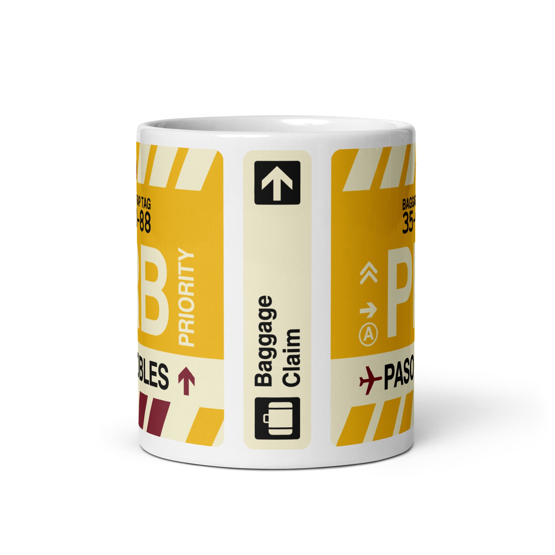 PRB Paso Robles Coffee Mug • Jet Age Baggage Tag Design • YHM Designs - Image 03