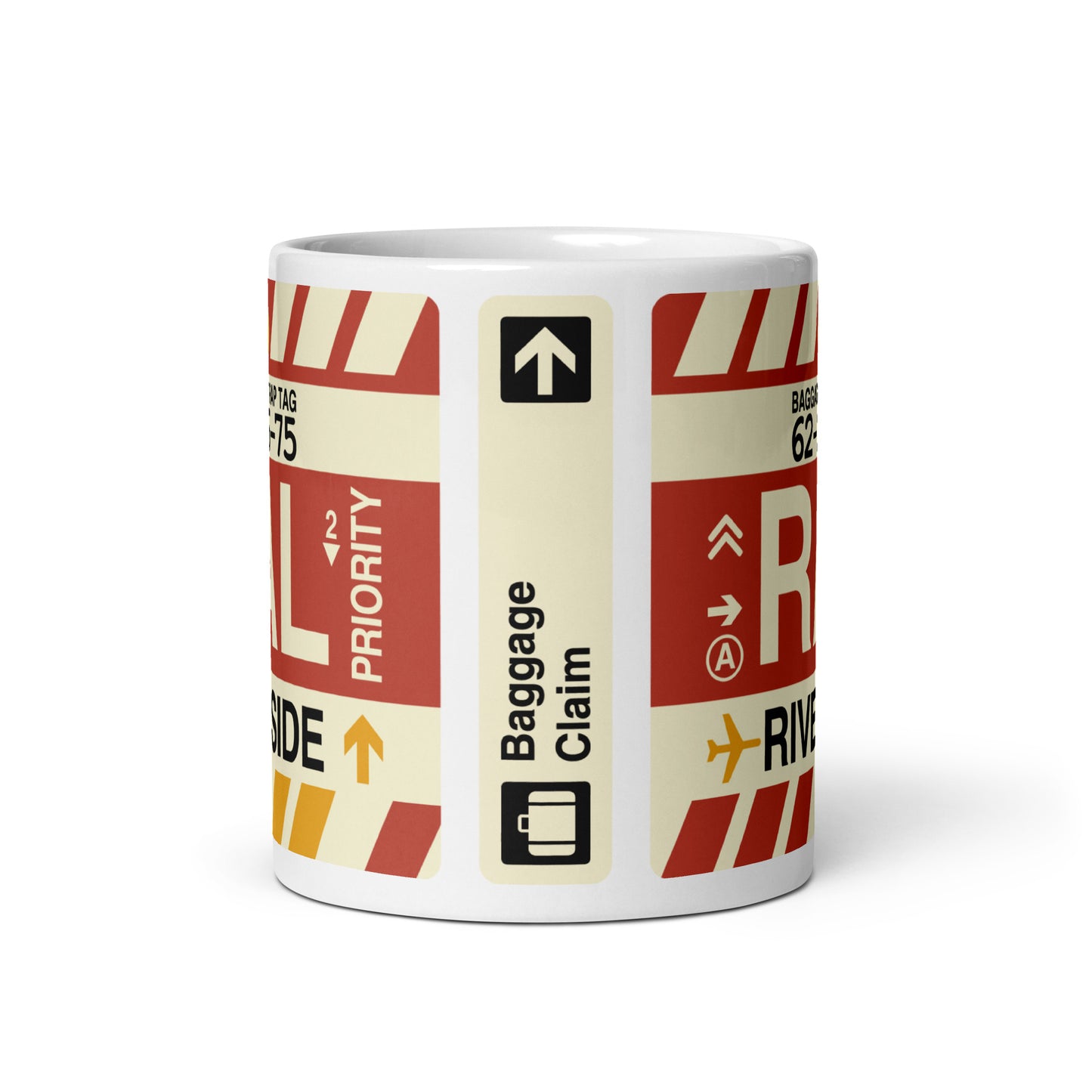 RAL Riverside Coffee Mug • Jet Age Baggage Tag Design • YHM Designs - Image 03