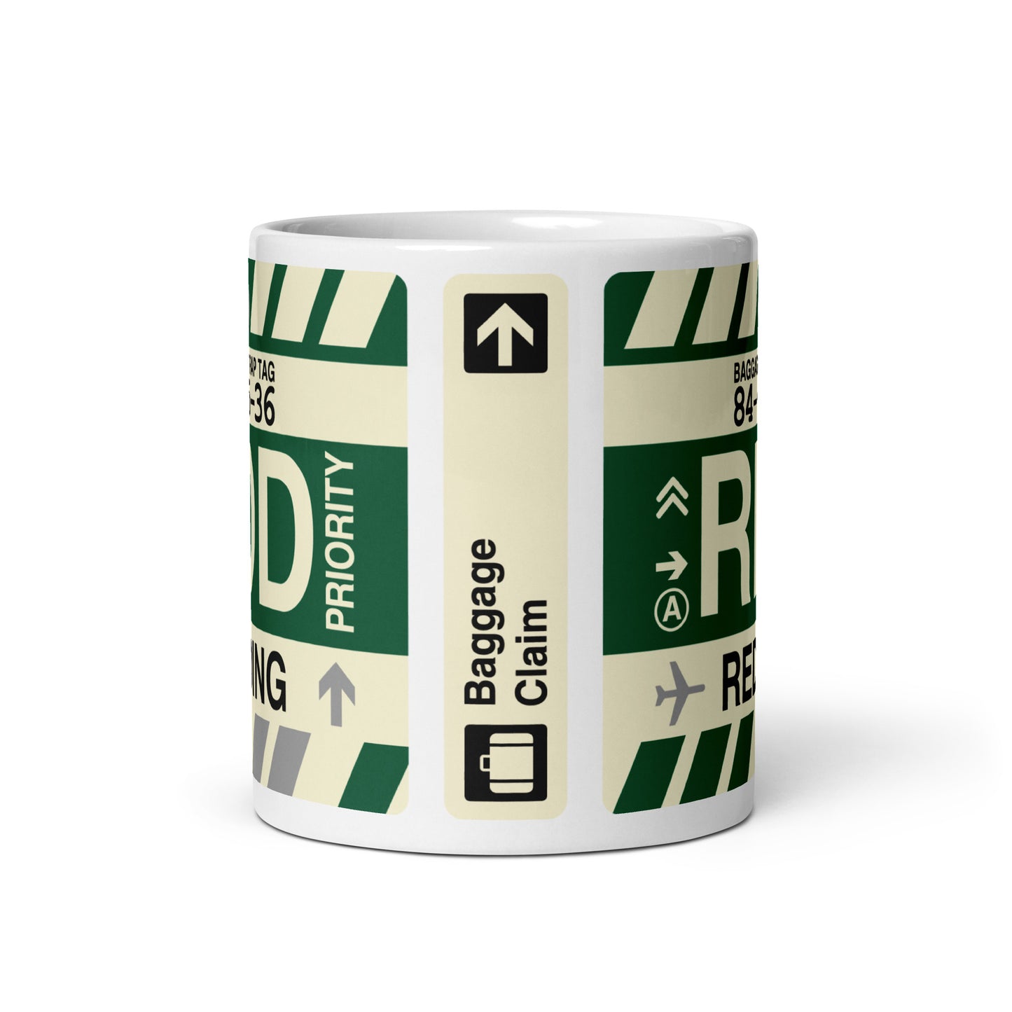 RDD Redding Coffee Mug • Jet Age Baggage Tag Design • YHM Designs - Image 03
