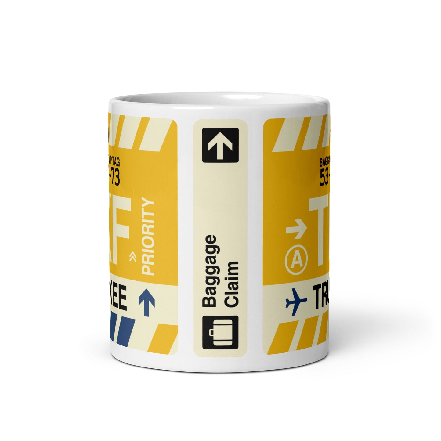 TKF Truckee Coffee Mug • Jet Age Baggage Tag Design • YHM Designs - Image 03