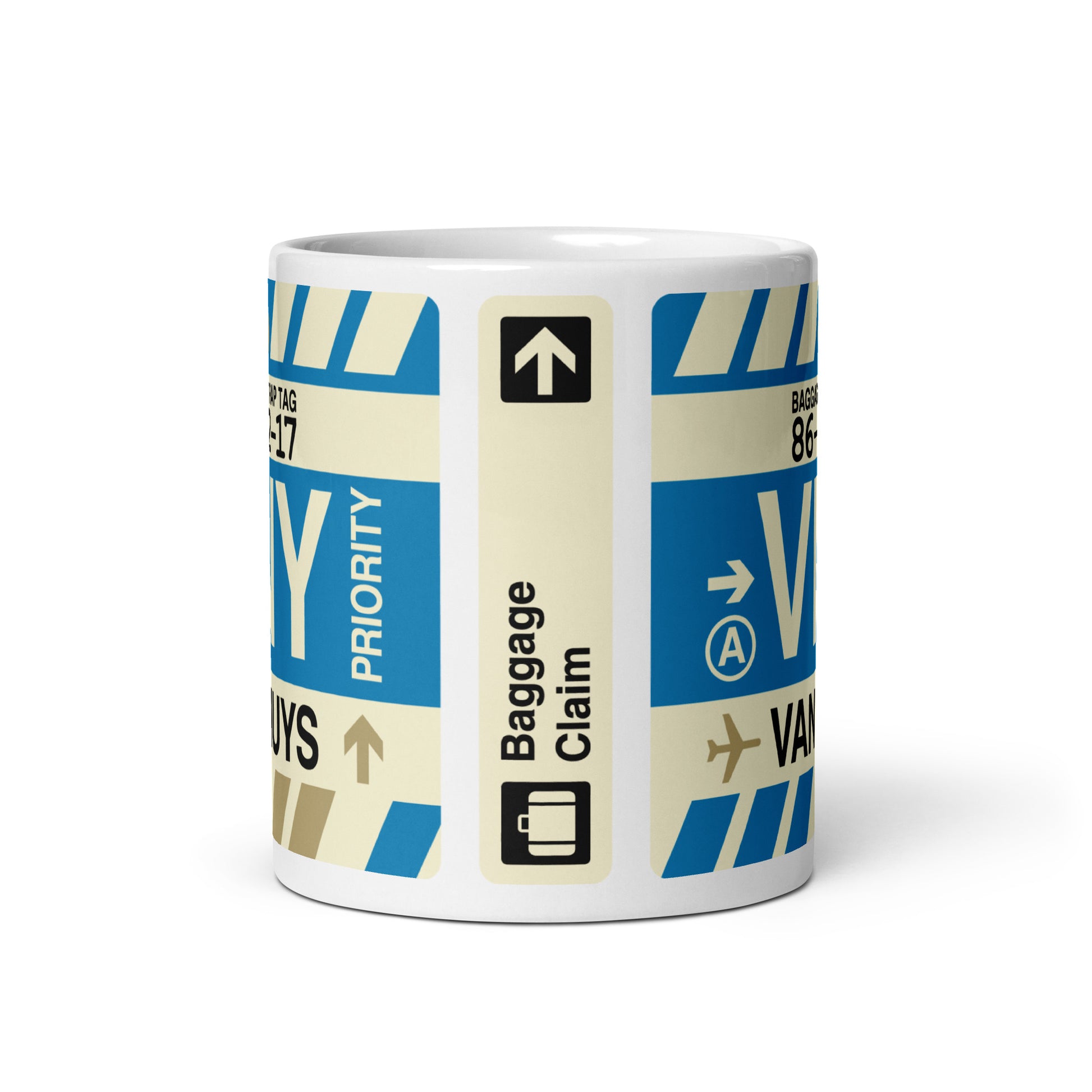 VNY Van Nuys Coffee Mug • Jet Age Baggage Tag Design • YHM Designs - Image 03