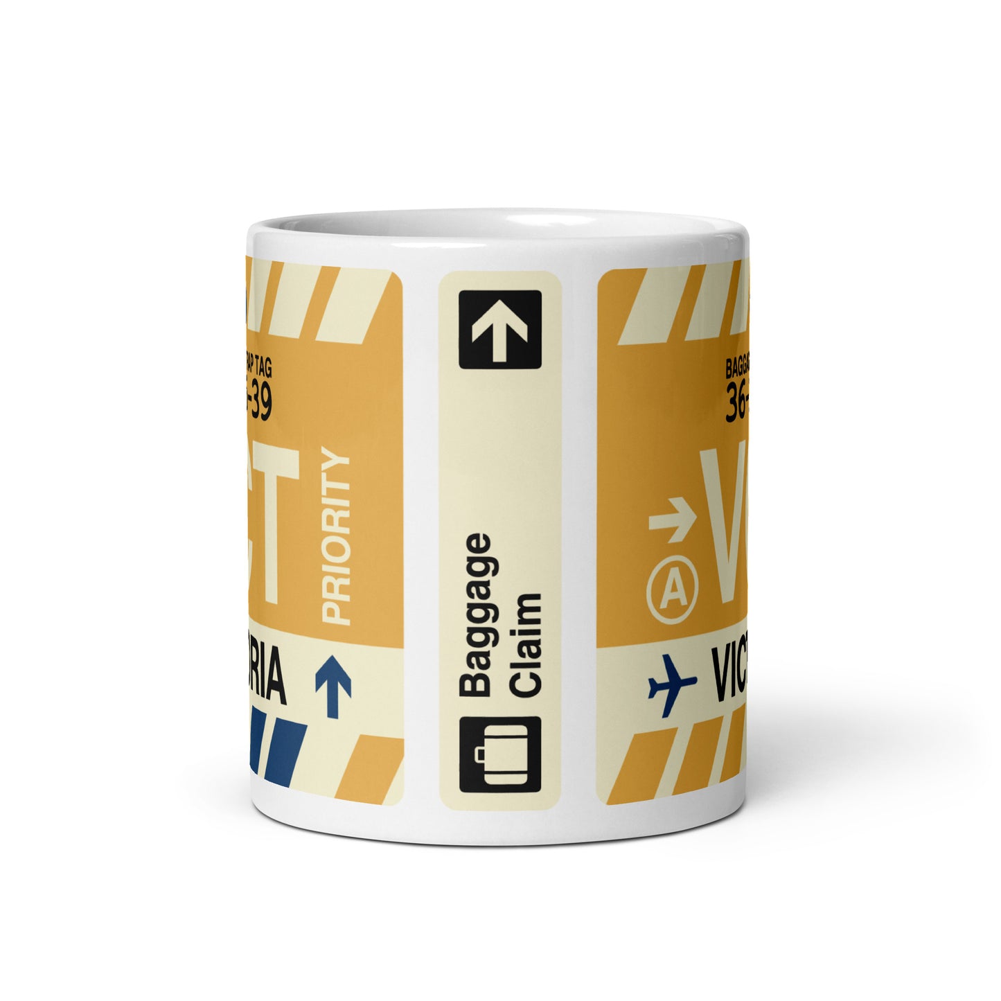 VCT Victoria Coffee Mug • Jet Age Baggage Tag Design • YHM Designs - Image 03