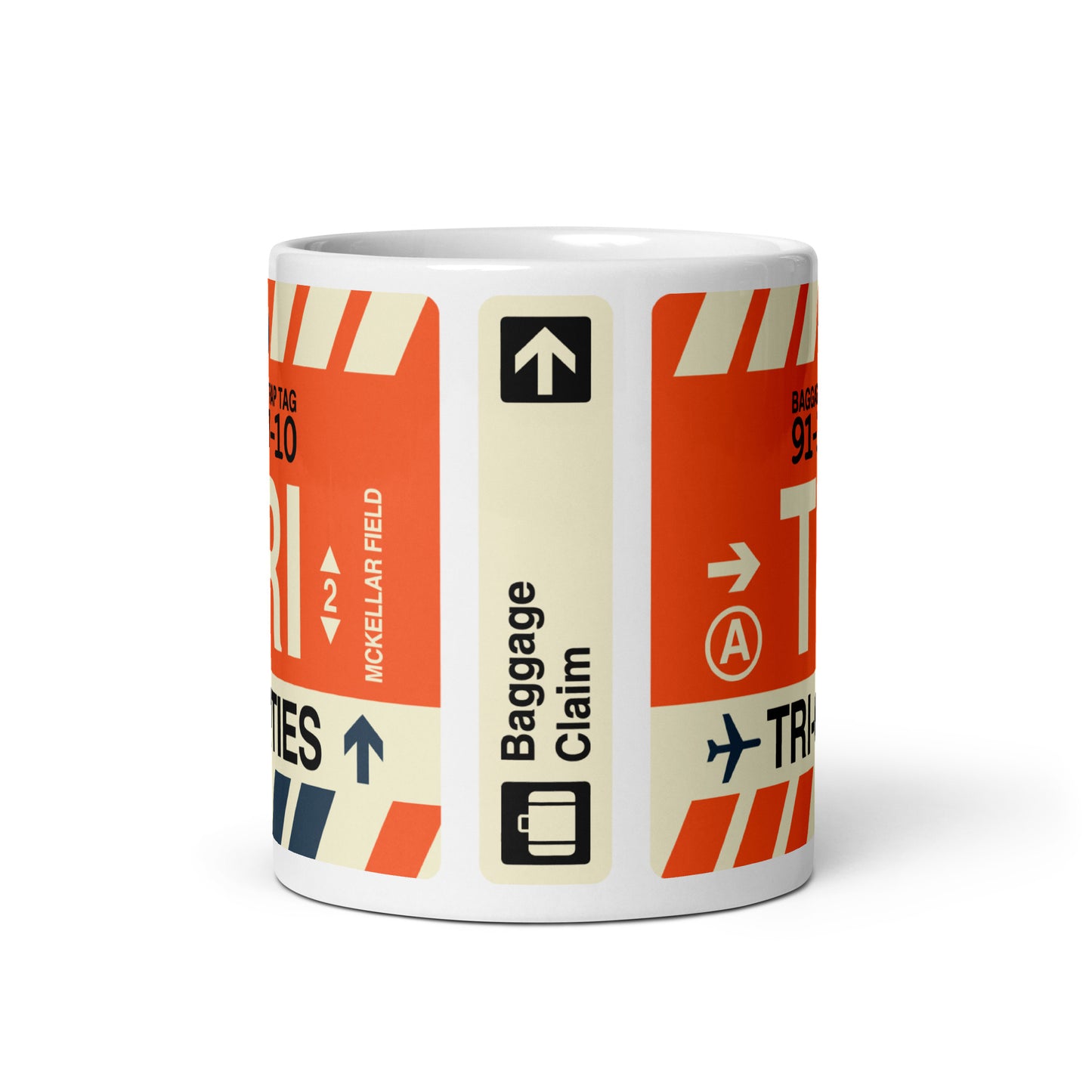 TRI Tri-Cities Coffee Mug • Jet Age Baggage Tag Design • YHM Designs - Image 03