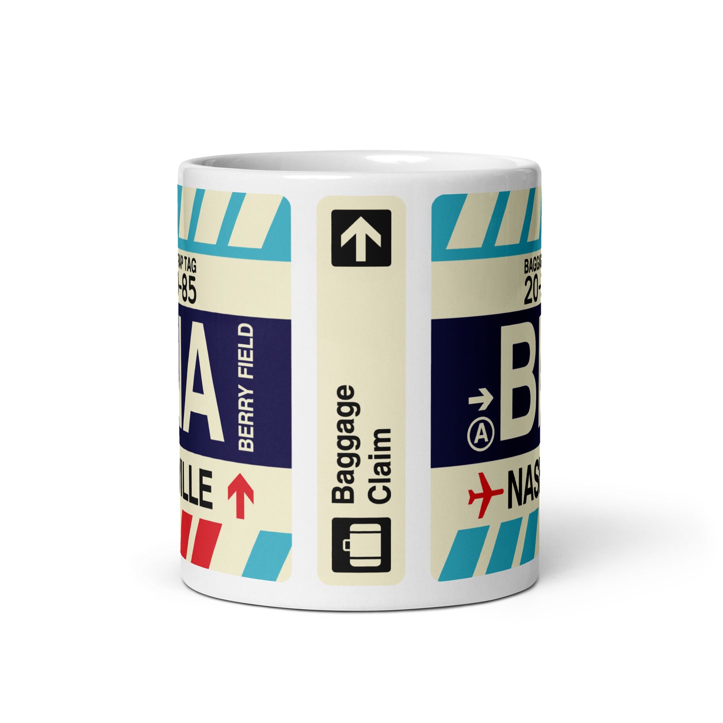 BNA Nashville Coffee Mug • Jet Age Baggage Tag Design • YHM Designs - Image 03